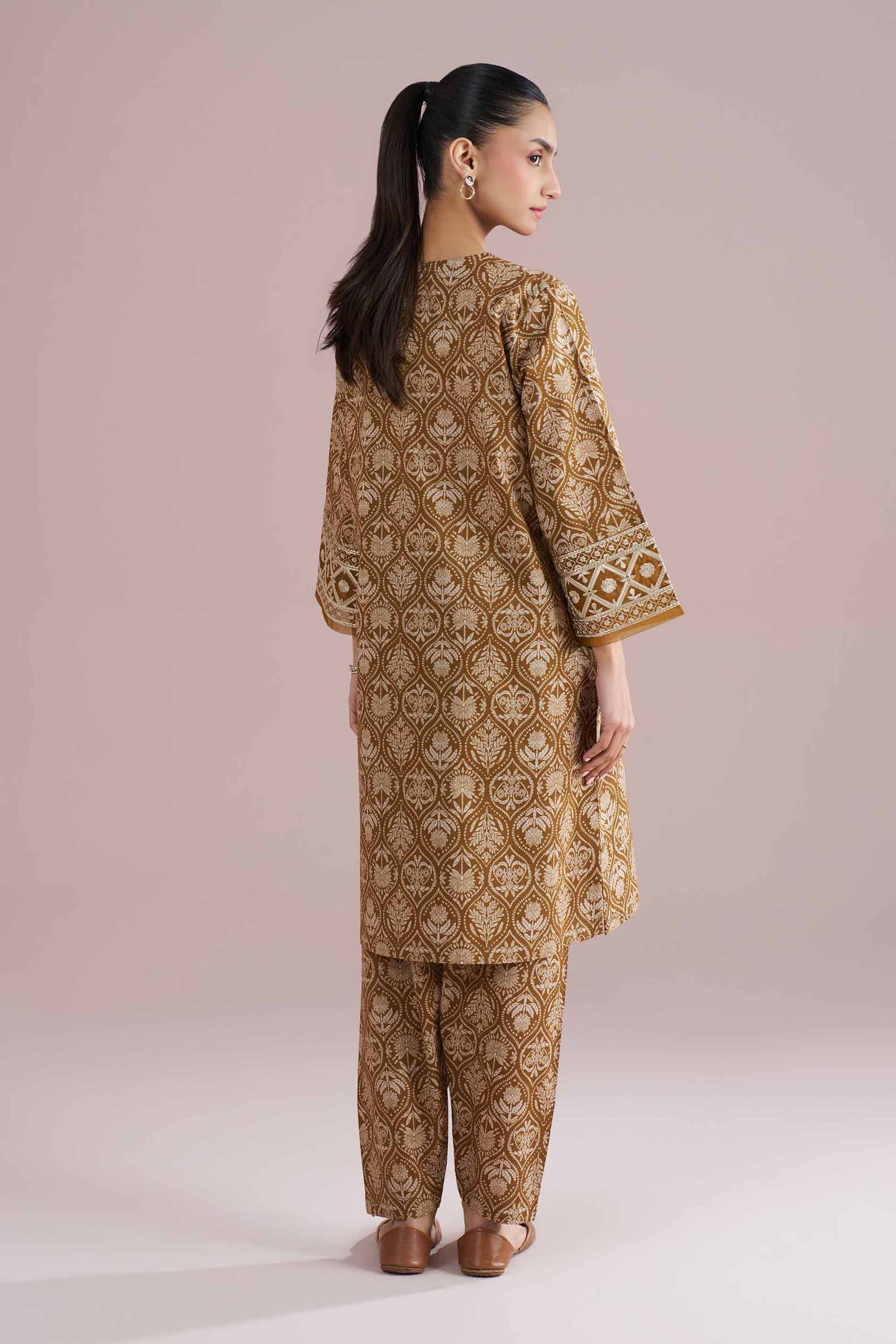 2 Piece - Printed Embroidered Suit - PE26-212