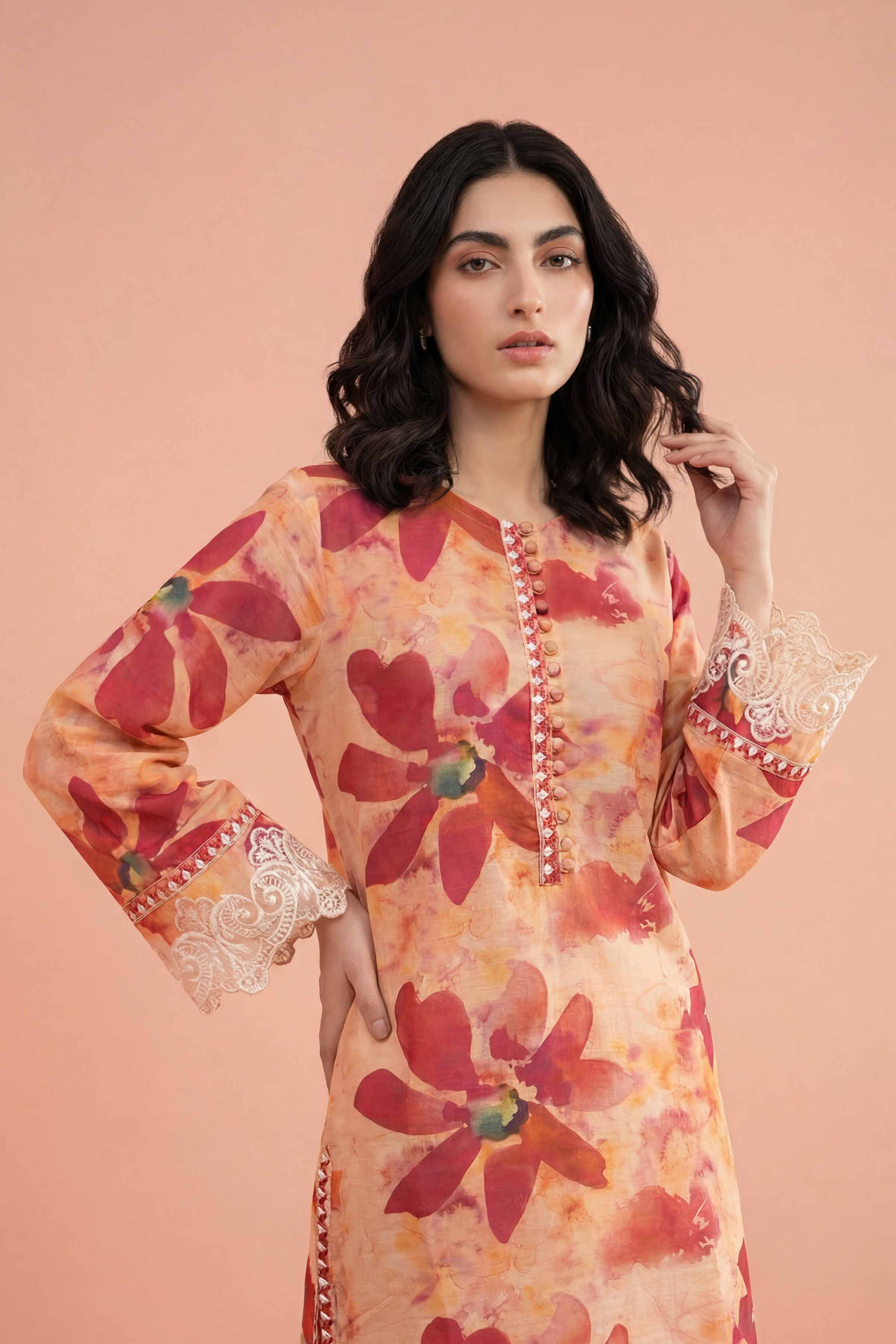 2 Piece - Printed Embroidered Suit - PE26-225