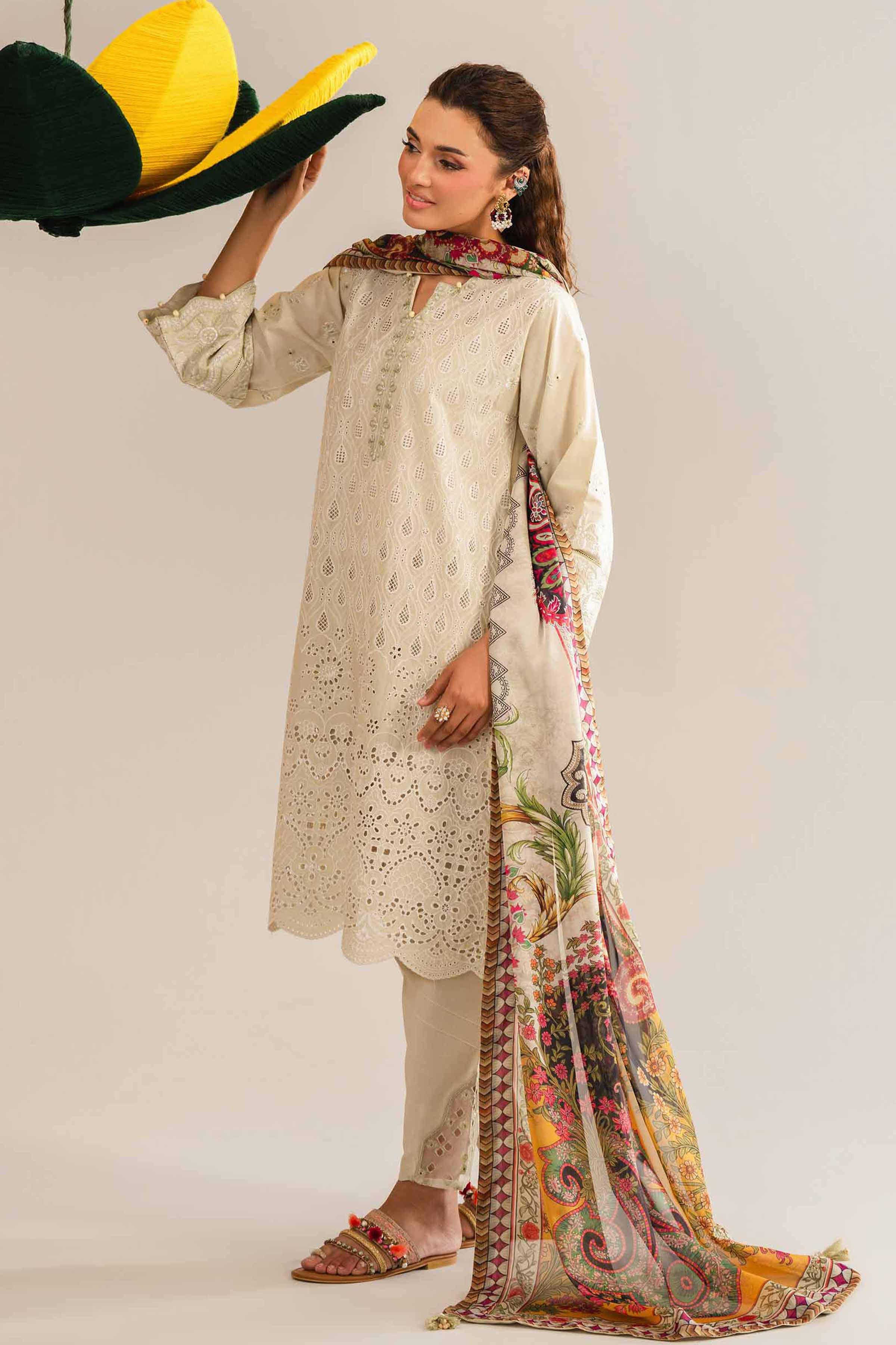 3 Piece - Printed Embroidered Suit - PE26-288