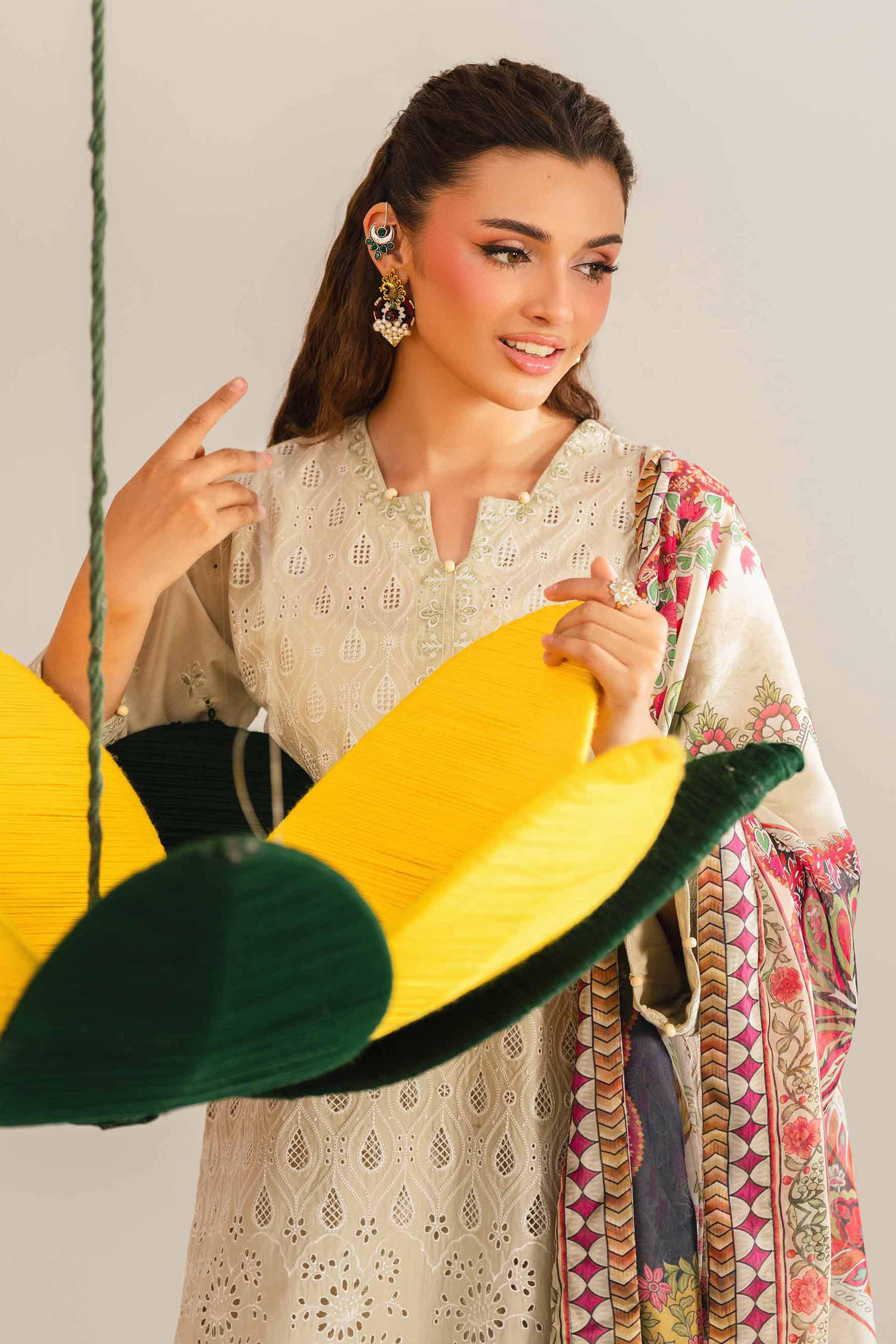 3 Piece - Printed Embroidered Suit - PE26-288