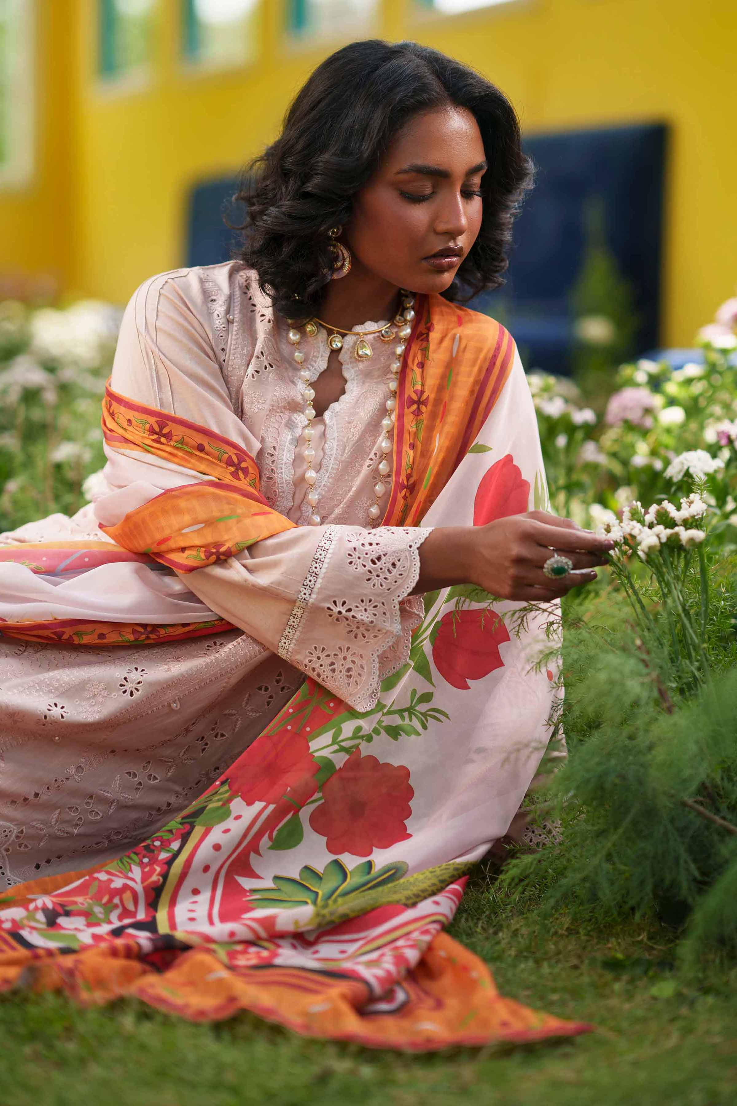 3 Piece - Printed Embroidered Suit - PE26-289