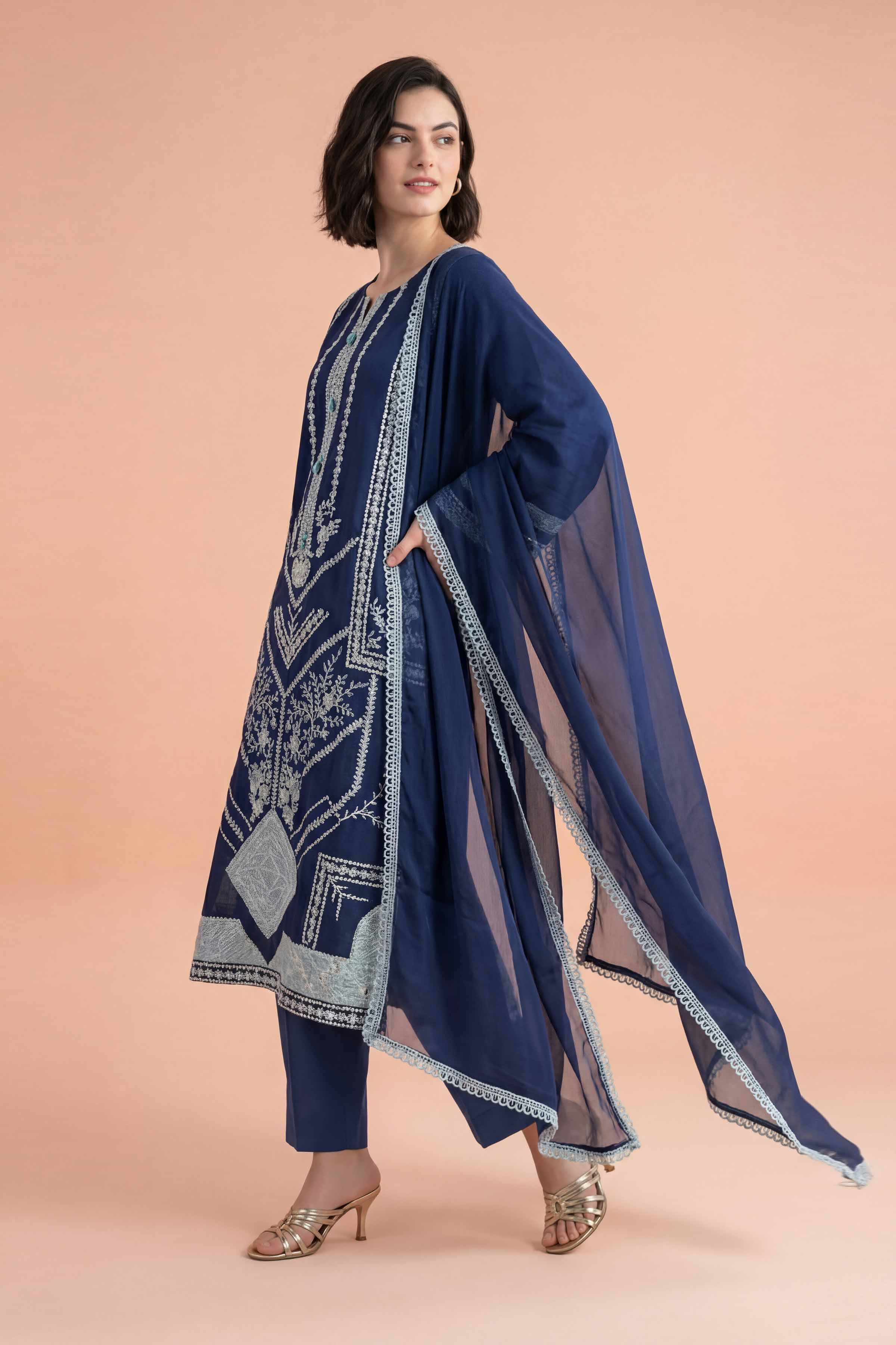 3 Piece - Embroidered Suit - PE26-299