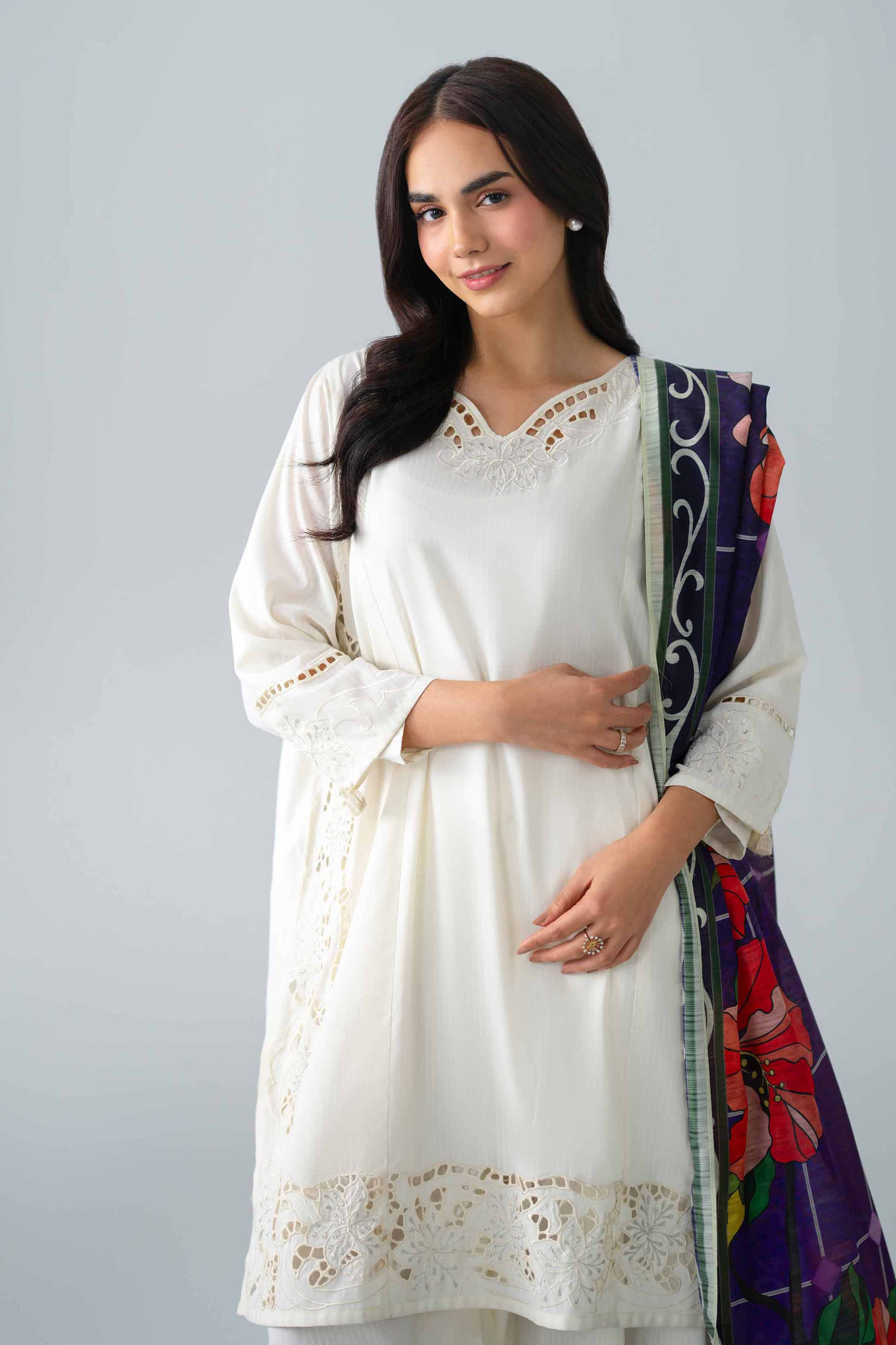 3 Piece - Printed Embroidered Suit - PE26-307
