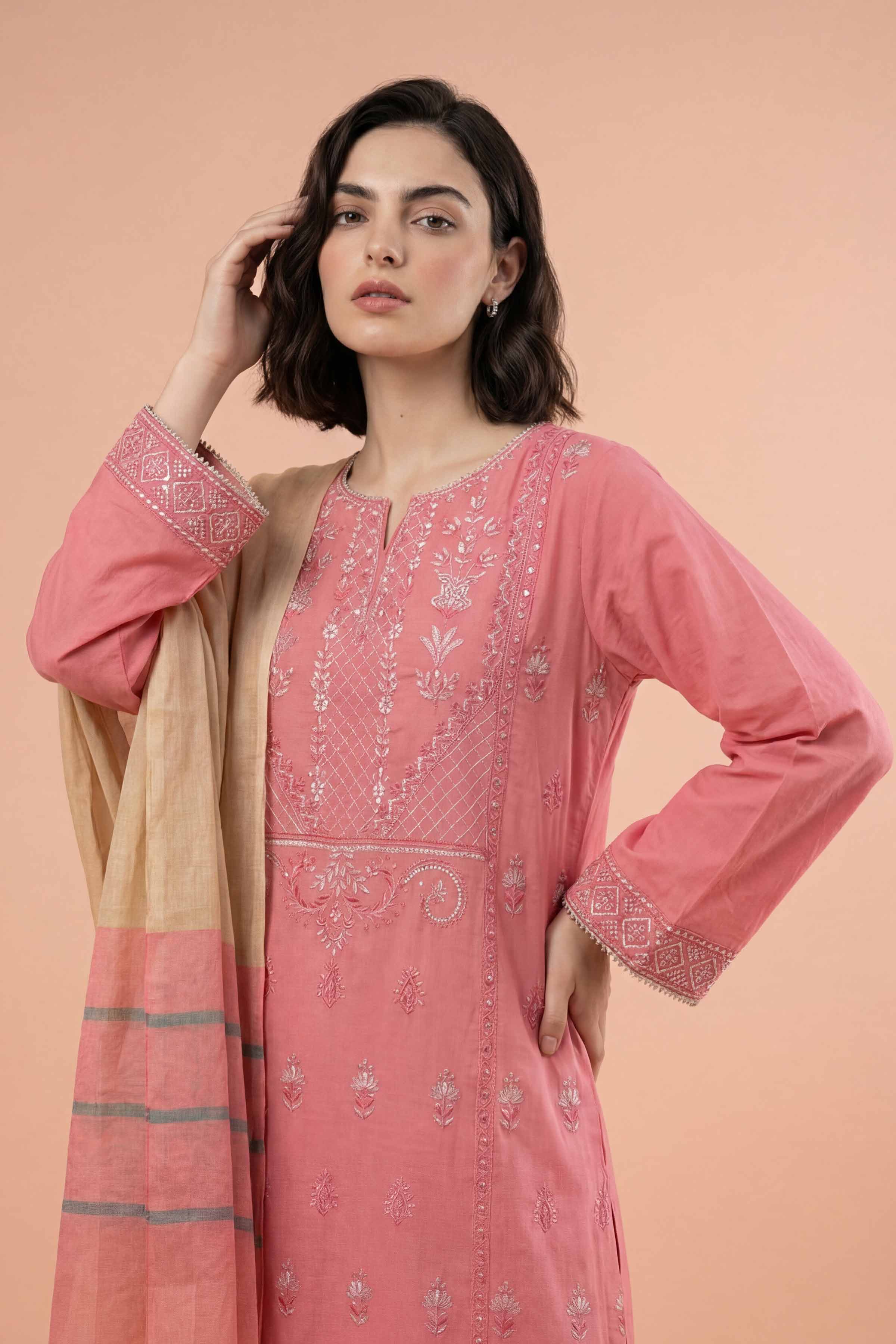 3 Piece - Embroidered Suit - PE26-312