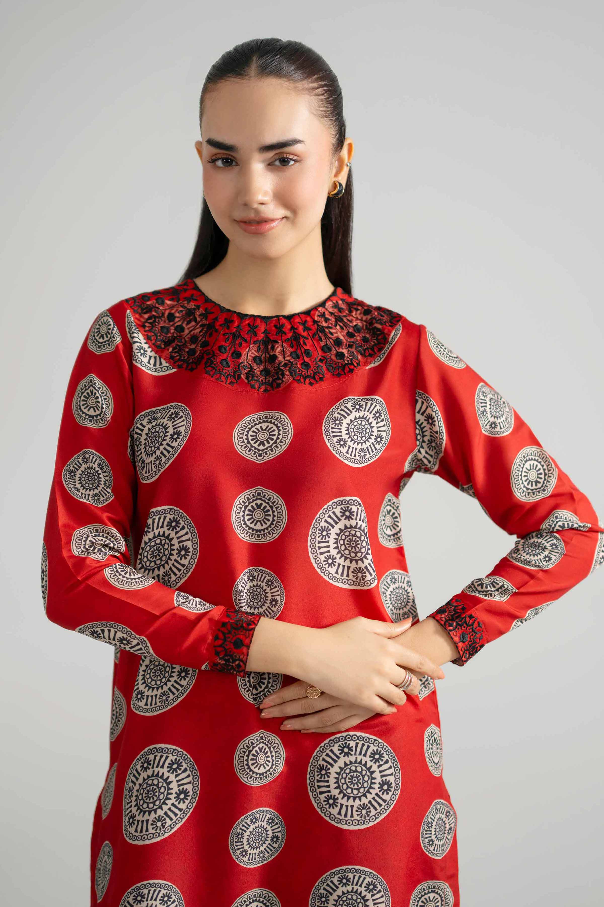 2 Piece - Printed Embroidered Suit - PE26-349