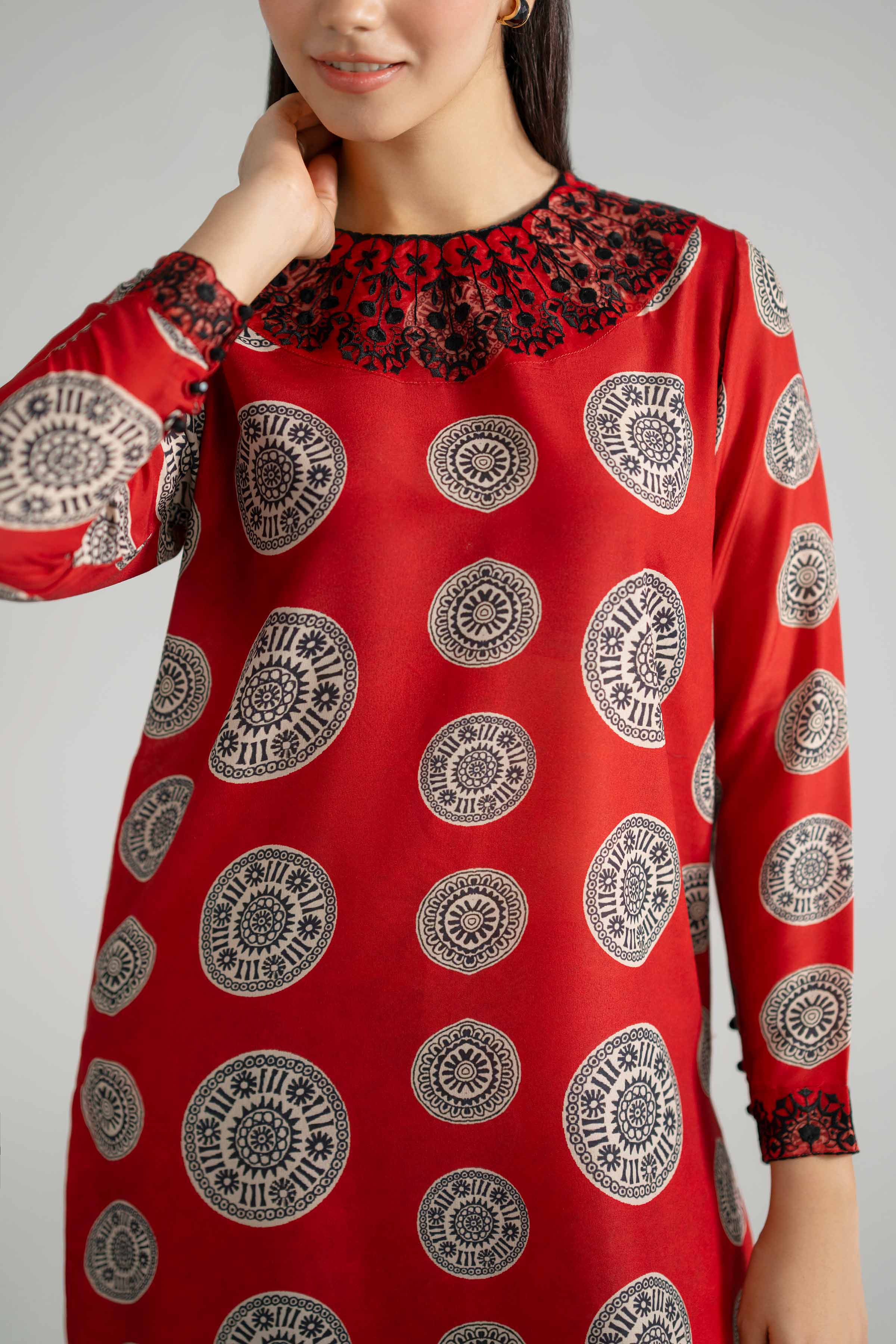 2 Piece - Printed Embroidered Suit - PE26-349