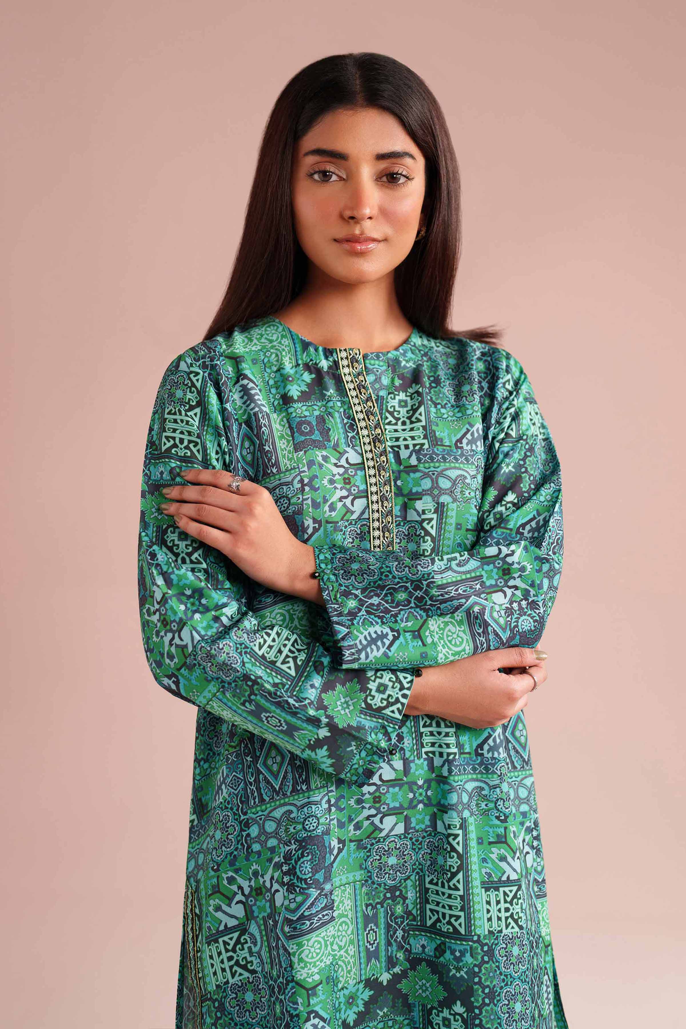 2 Piece - Printed Embroidered Suit - PE26-35