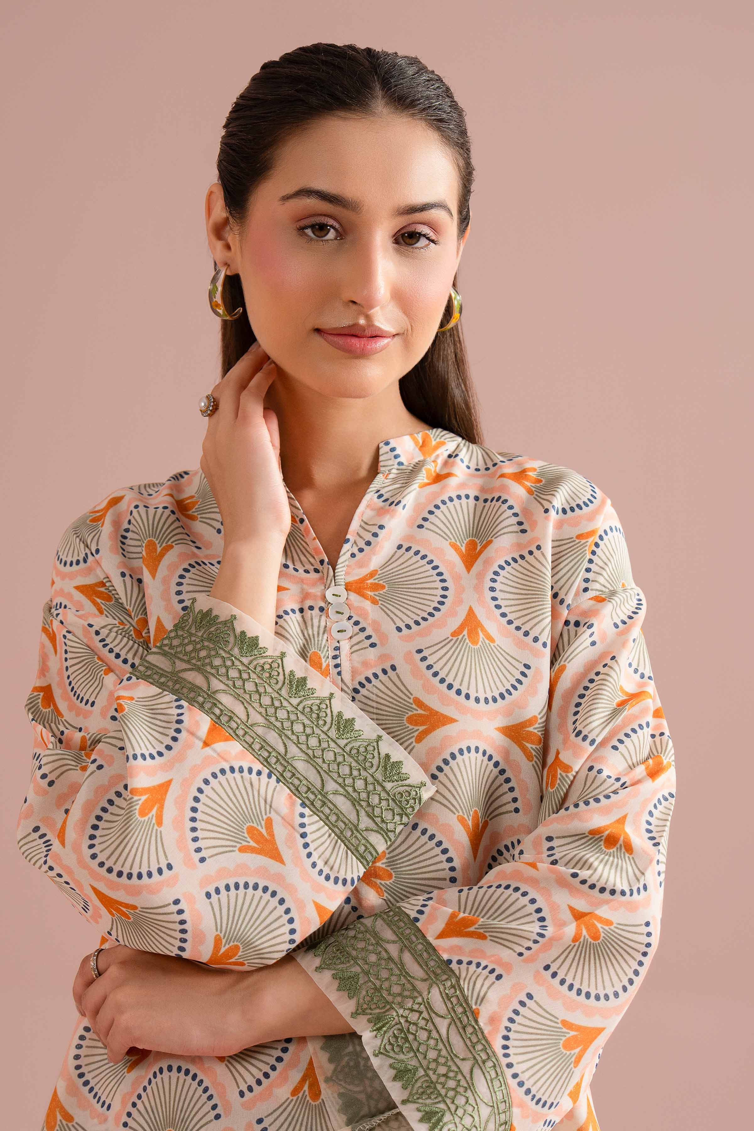 2 Piece - Printed Embroidered Suit - PE26-354