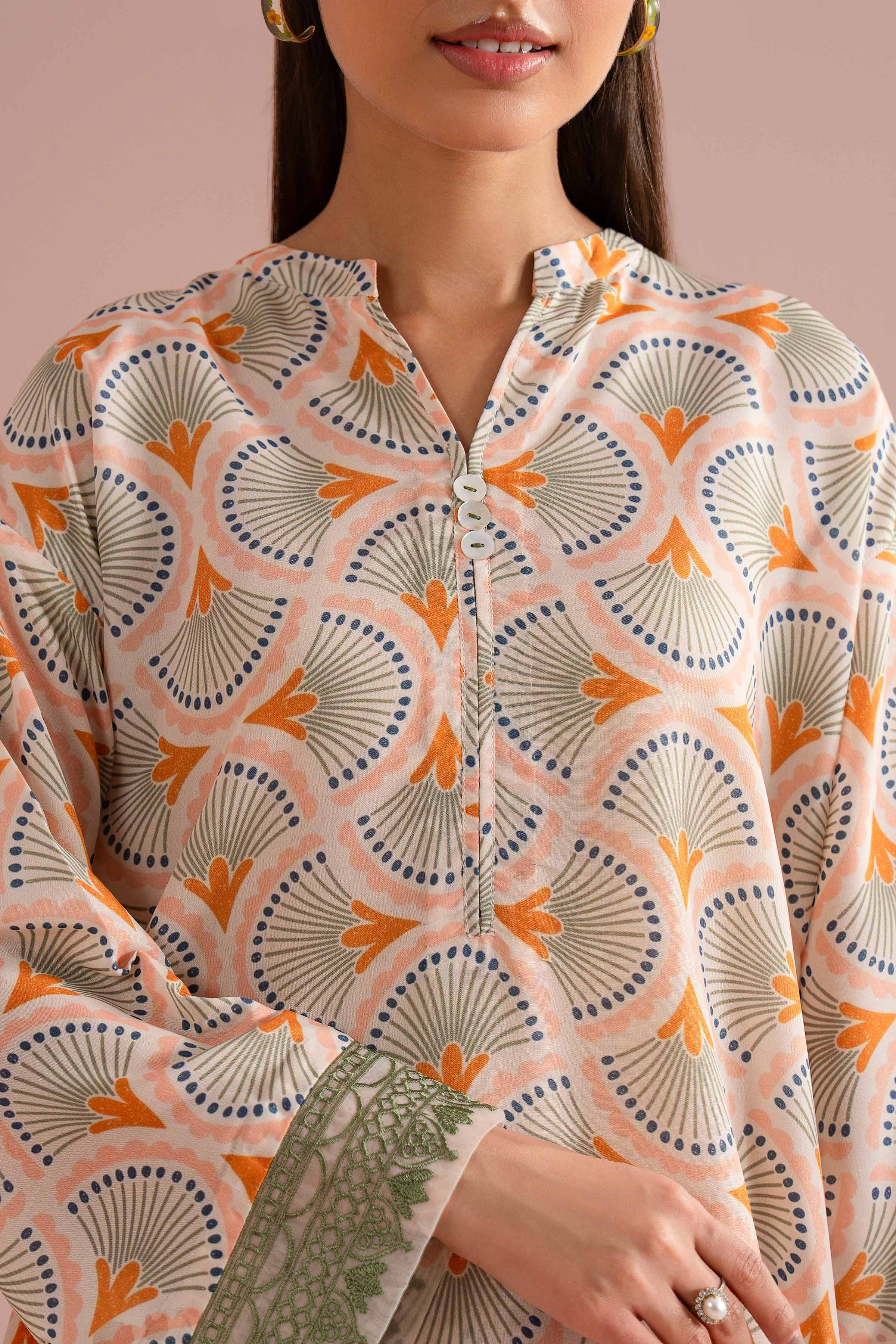 2 Piece - Printed Embroidered Suit - PE26-354