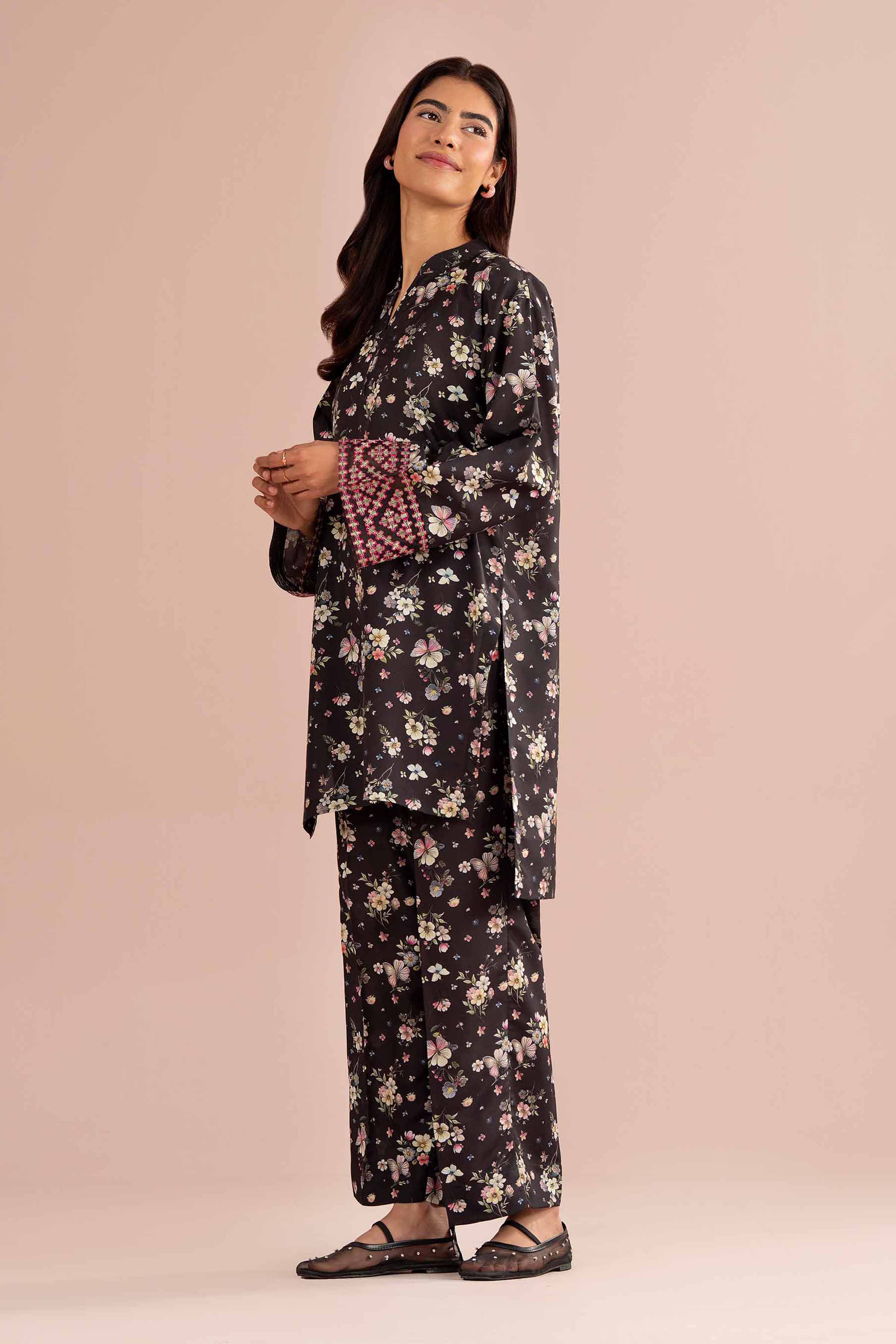 2 Piece - Printed Embroidered Suit - PE26-414