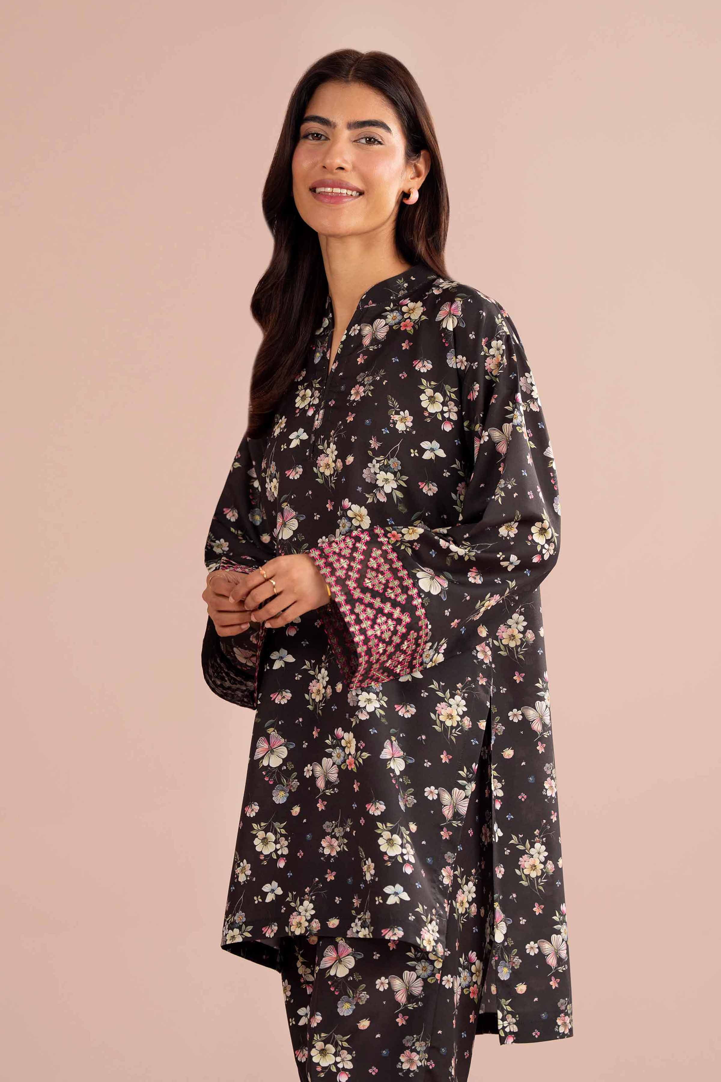 2 Piece - Printed Embroidered Suit - PE26-414