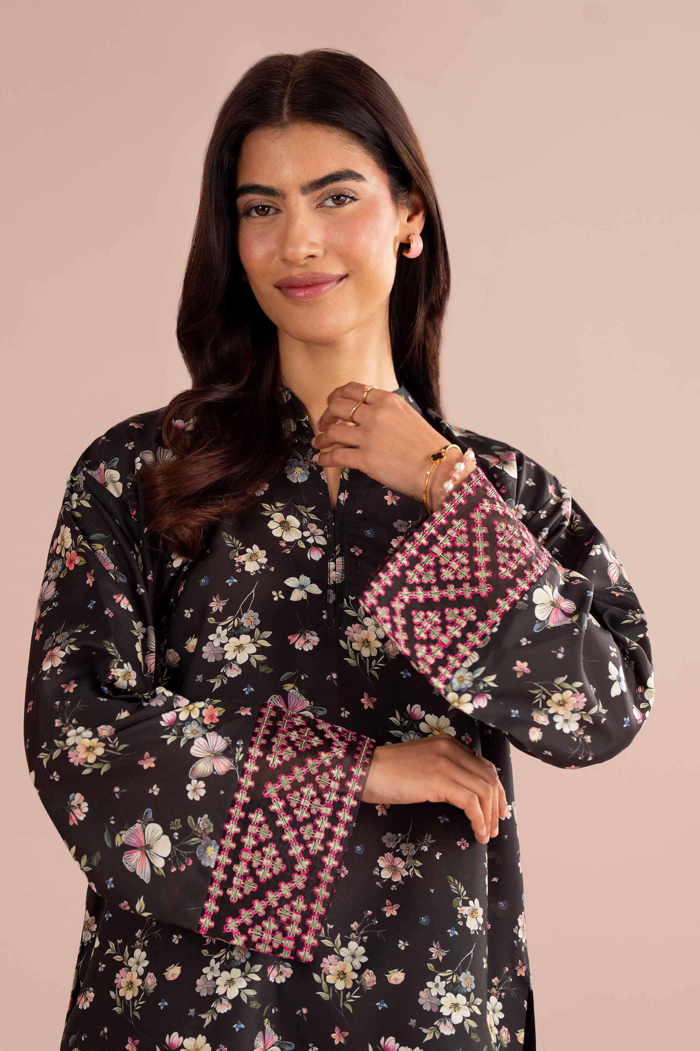 2 Piece - Printed Embroidered Suit - PE26-414
