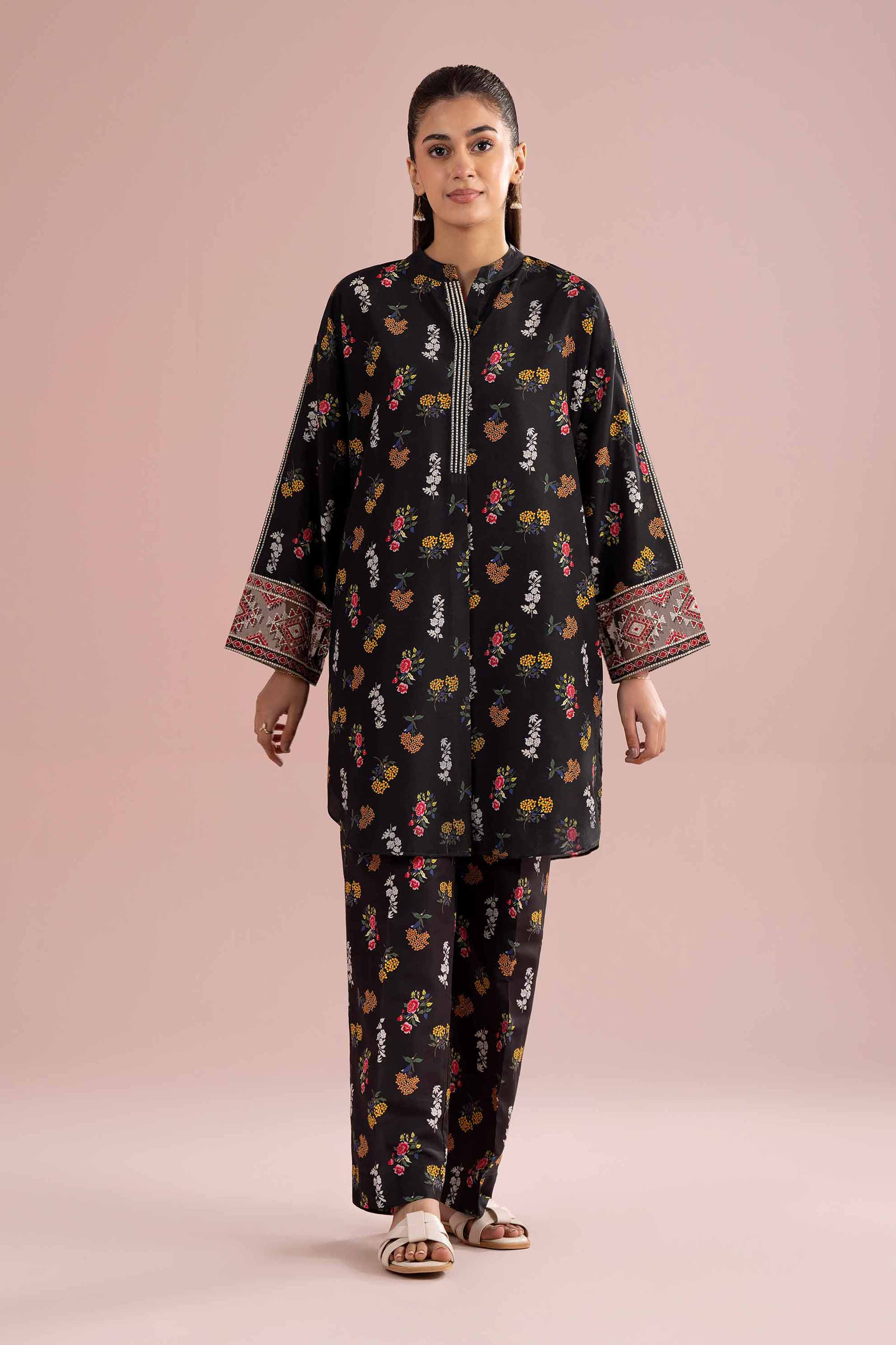 2 Piece - Printed Embroidered Suit - PE26-417