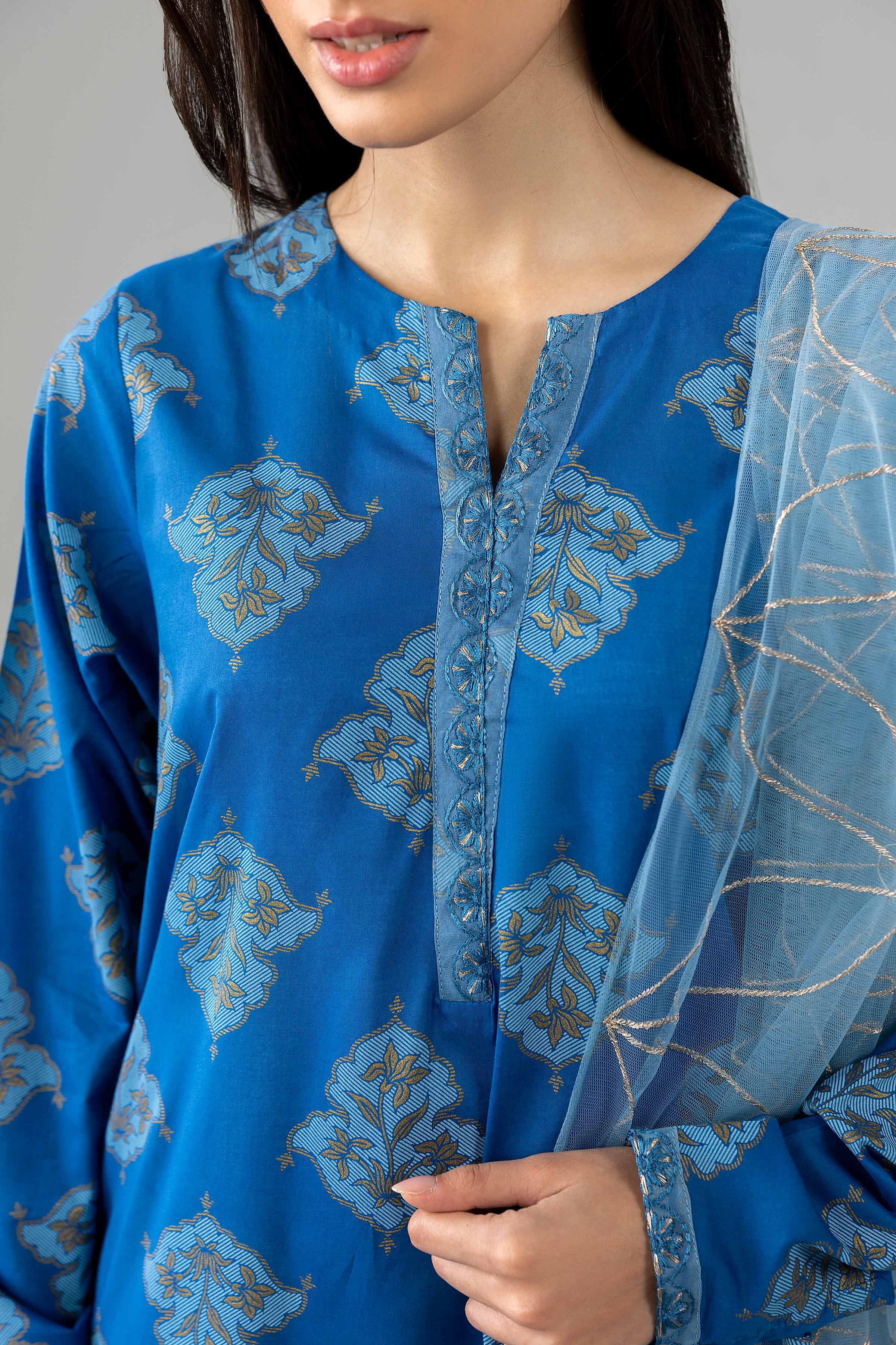 2 Piece - Printed Embroidered Suit - PE26-441