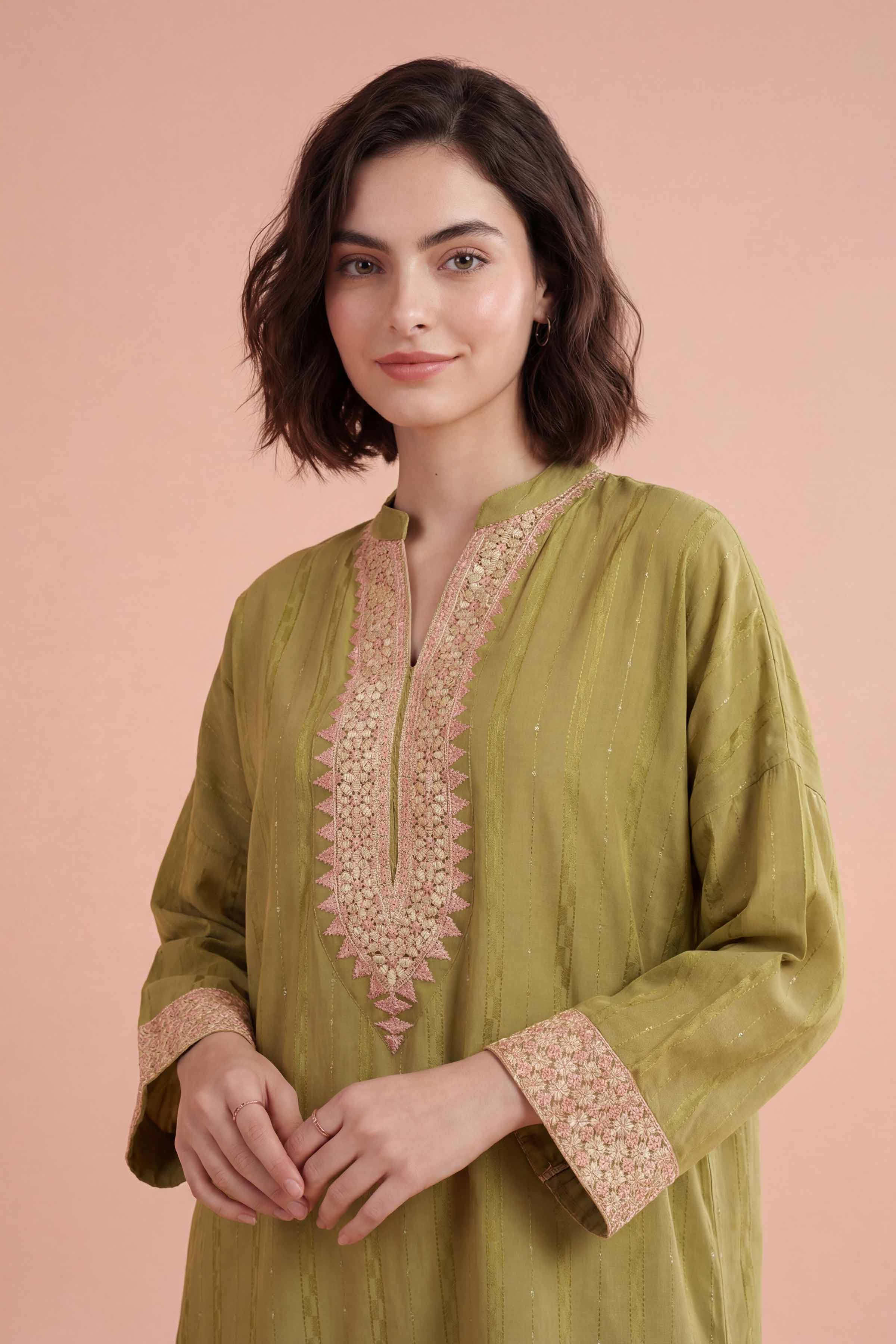 2 Piece - Embroidered Suit - PE26-461