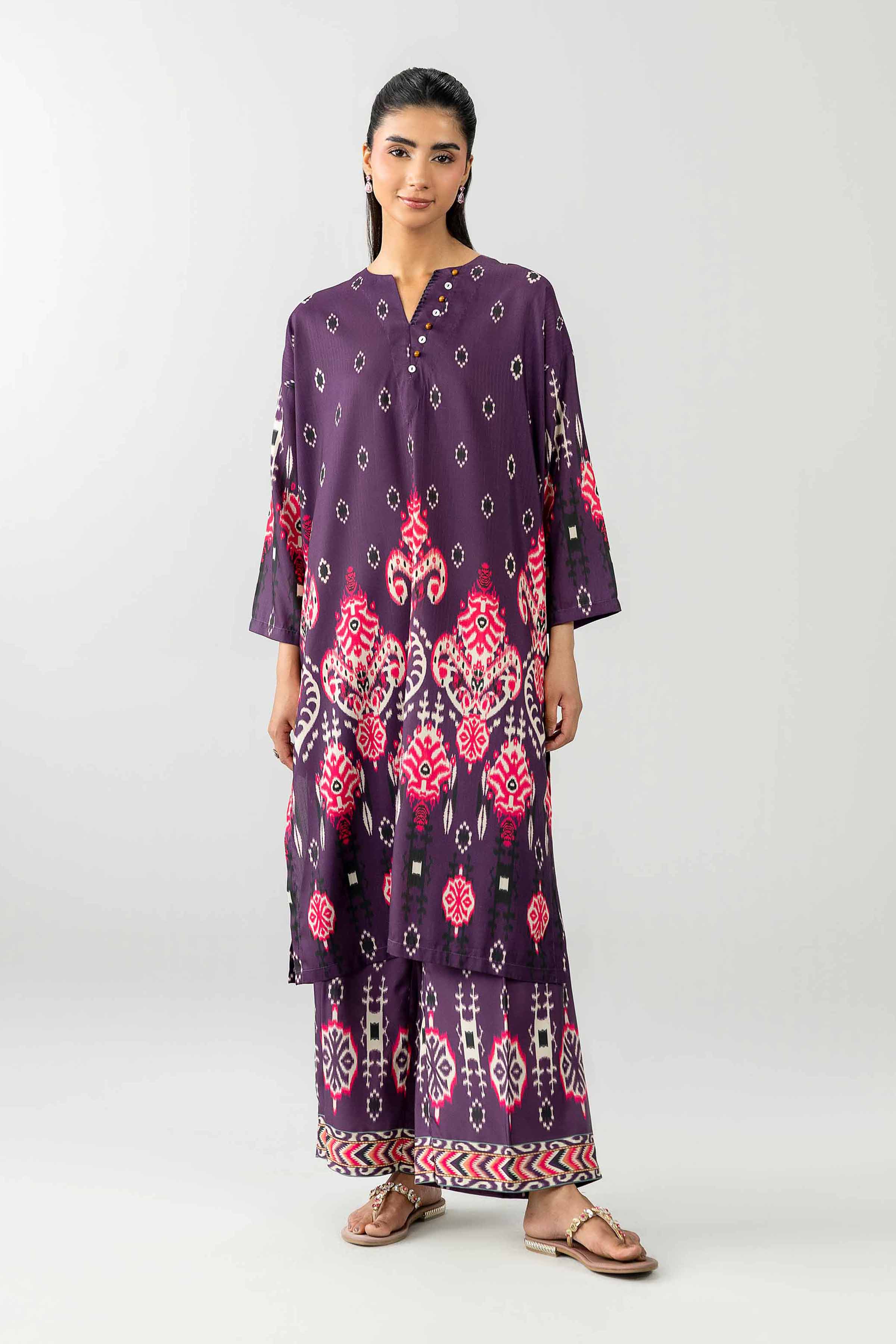 2 Piece - Printed Embroidered Suit - PE26-482