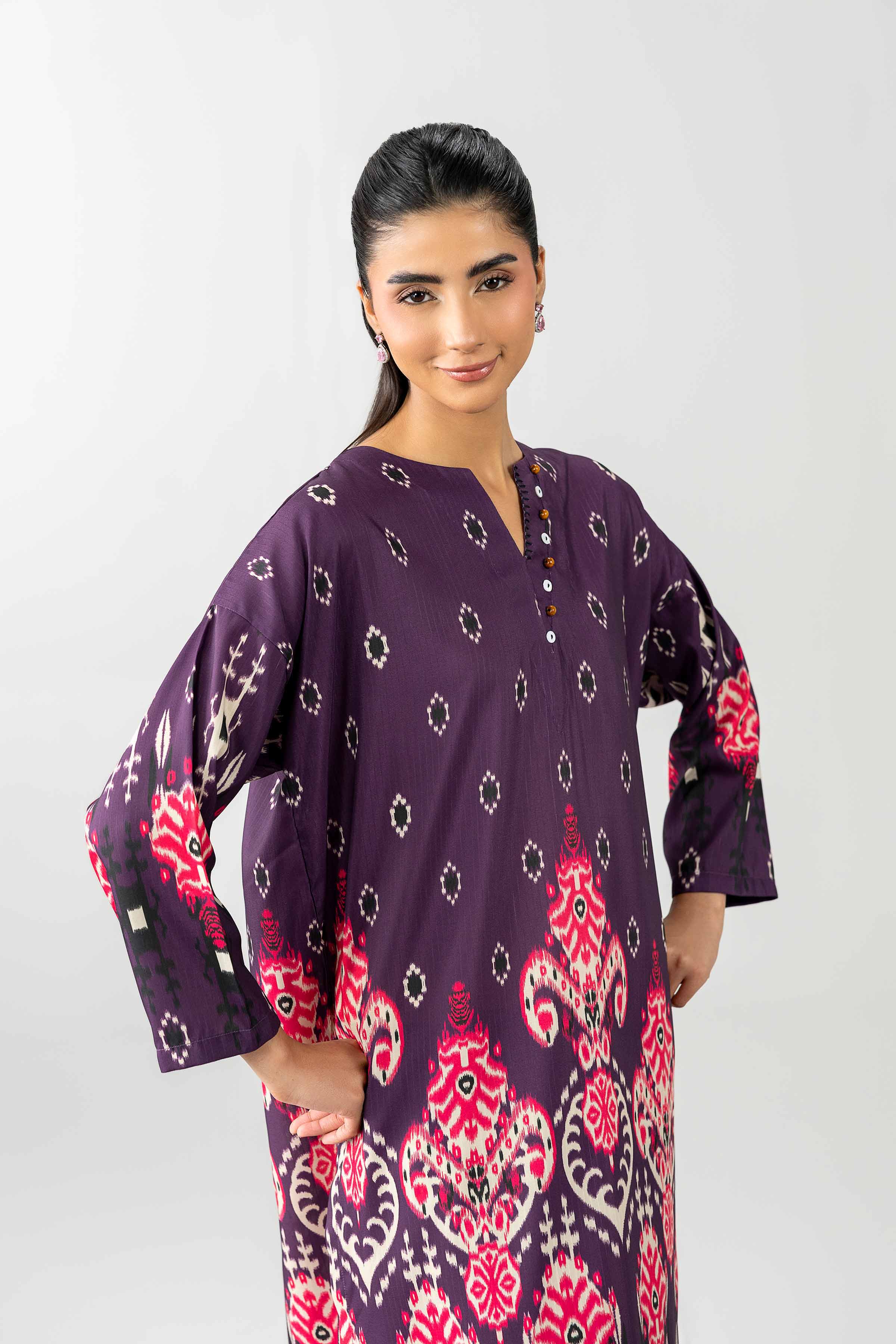 2 Piece - Printed Embroidered Suit - PE26-482
