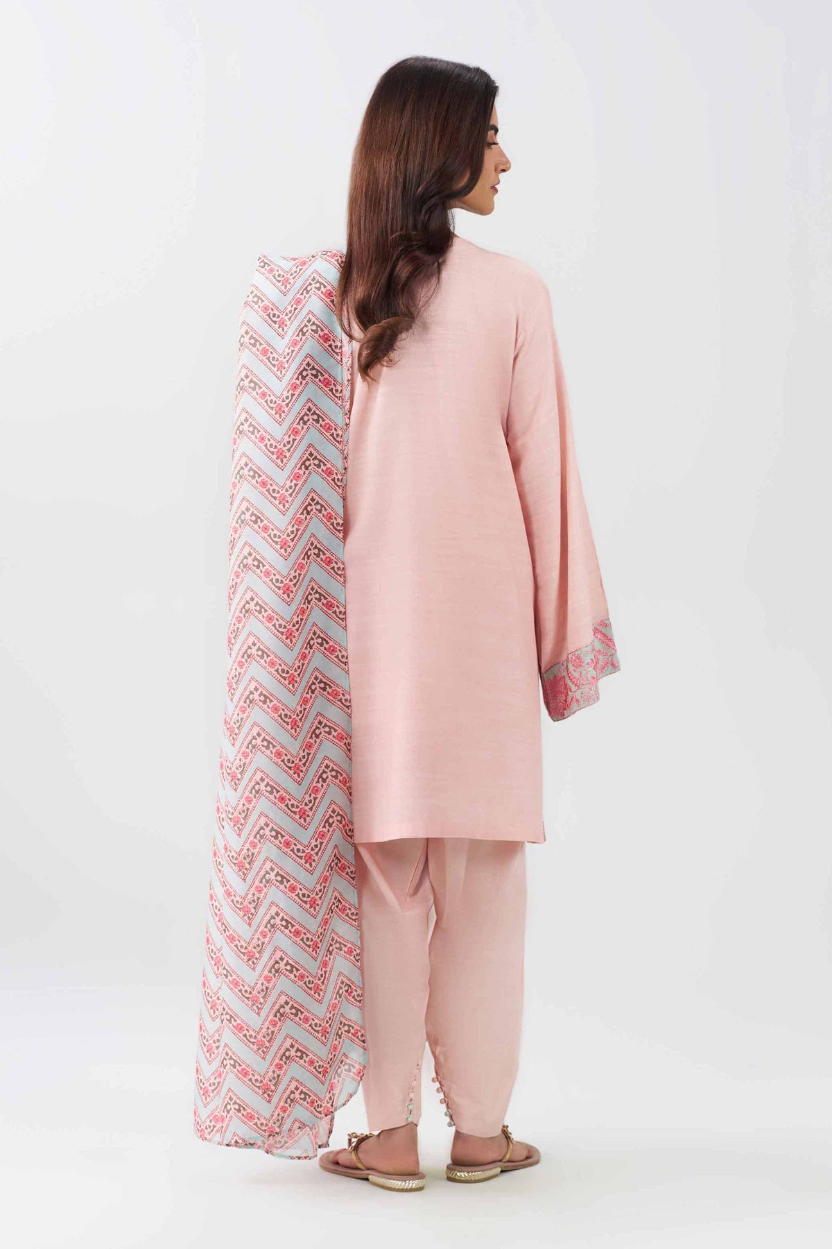 3 Piece - Printed Embroidered Suit - PE26-538