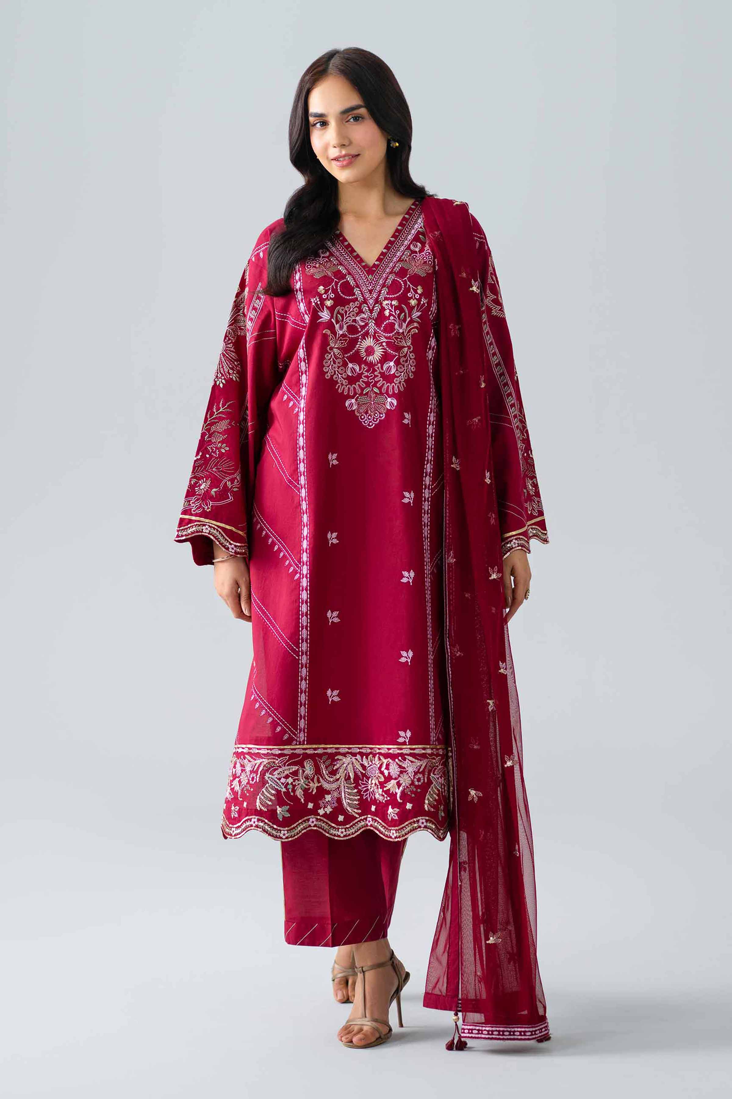 3 Piece - Embroidered Suit - PE26-542