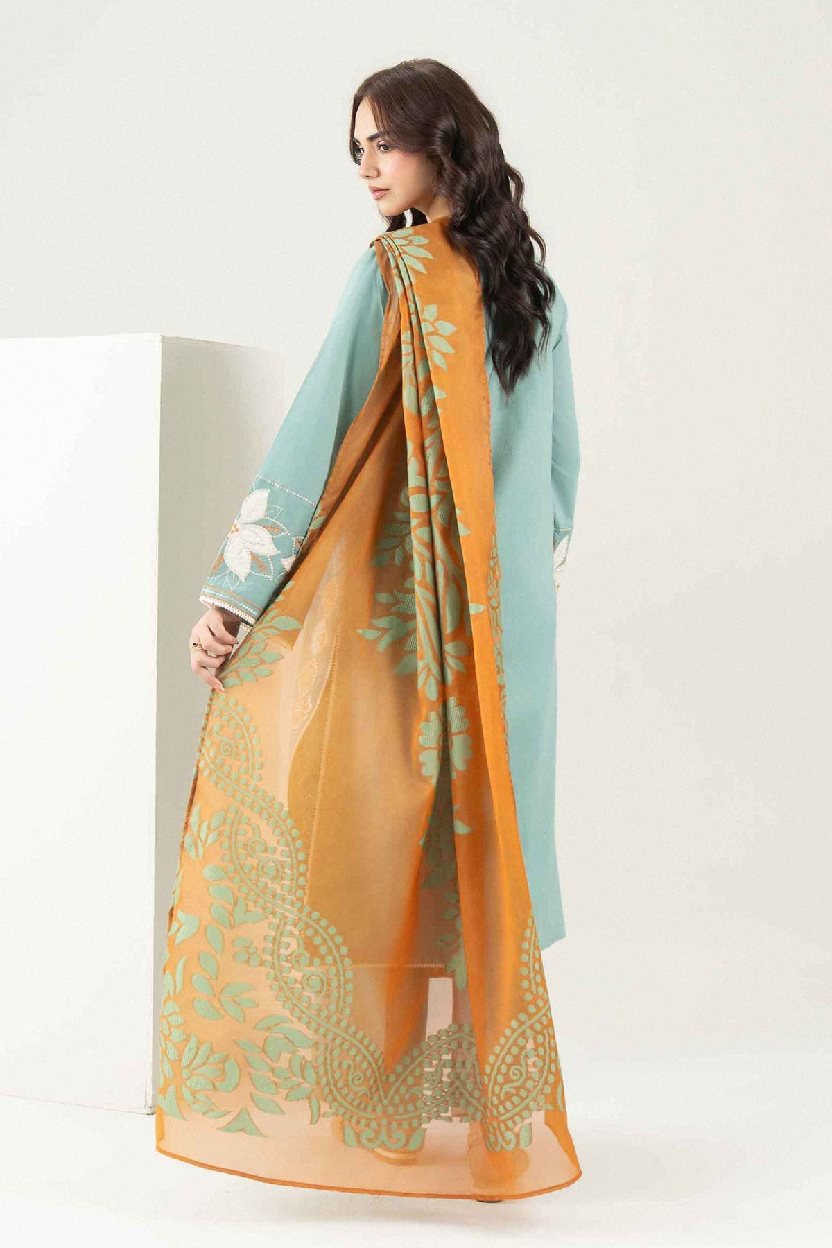 Light Blue 3 PIECE - EMBROIDERED SUIT - PE26-546