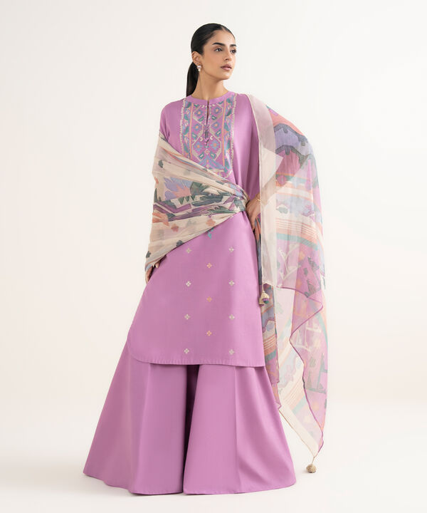 3 Piece - Embroidered Cotton Viscose Suit