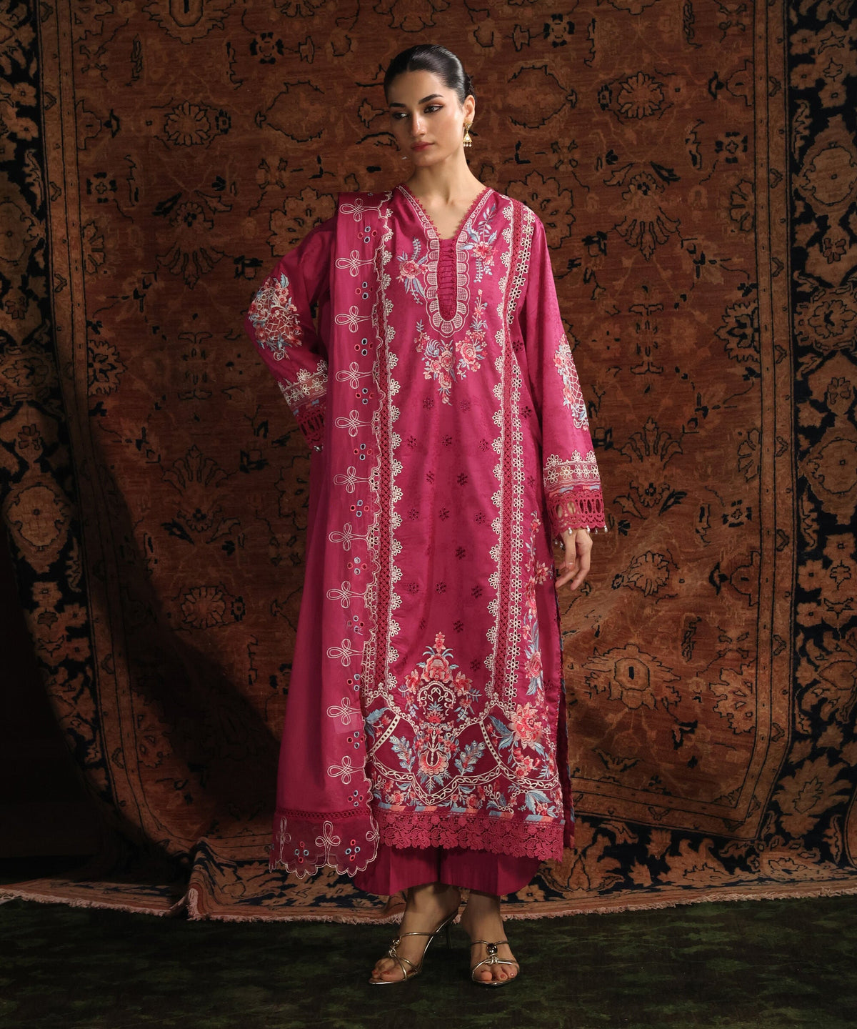 3 Piece - Embroidered Jacquard Suit PES2SCHMV628