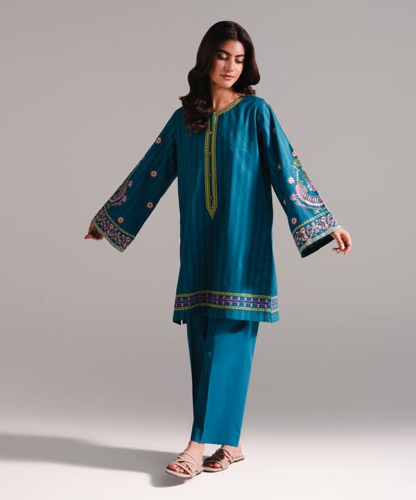 2 Piece - Embroidered Dobby Suit