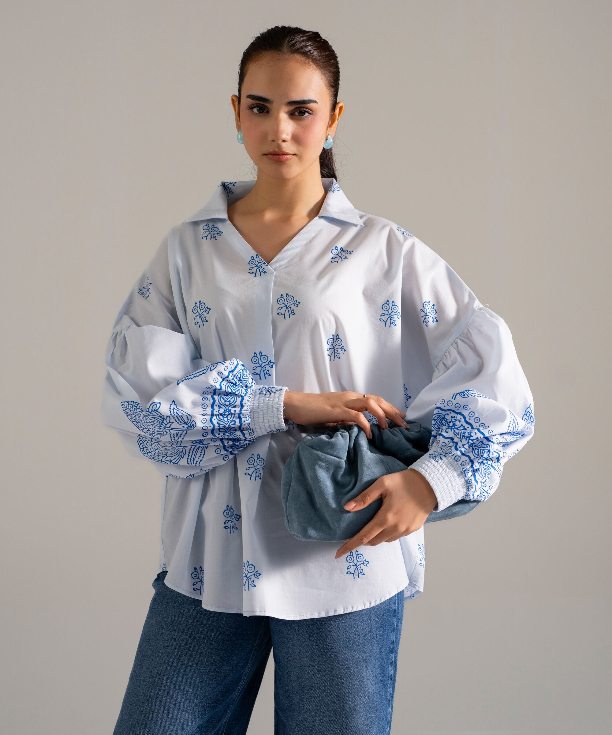 Block Printed Lawn Shirt PEW26CASTV87