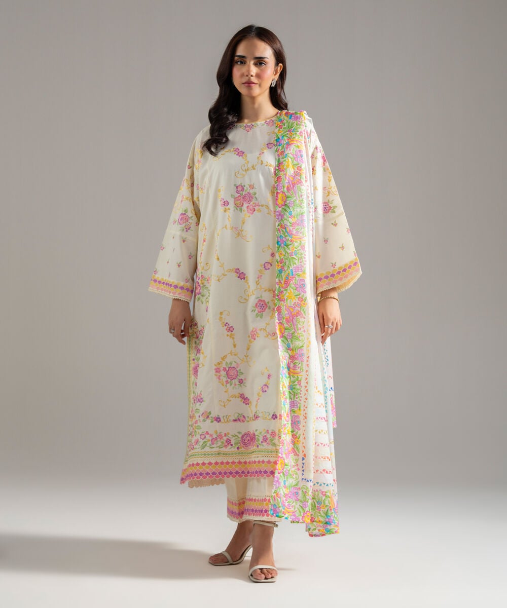 3 Piece - Embroidered Cambric Suit PEW26STV1016