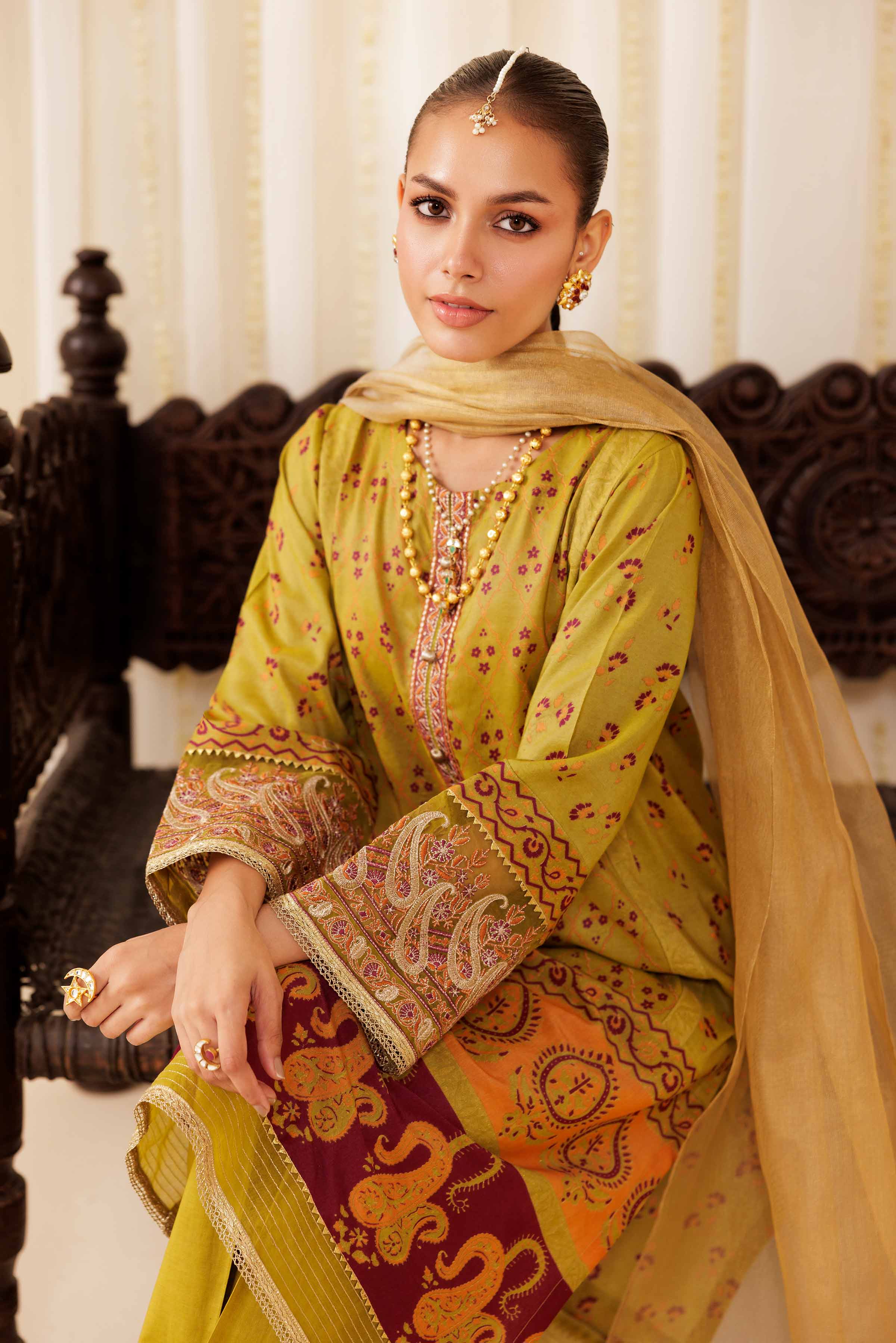 3 Piece - Printed Embroidered Suit - PFE25-40