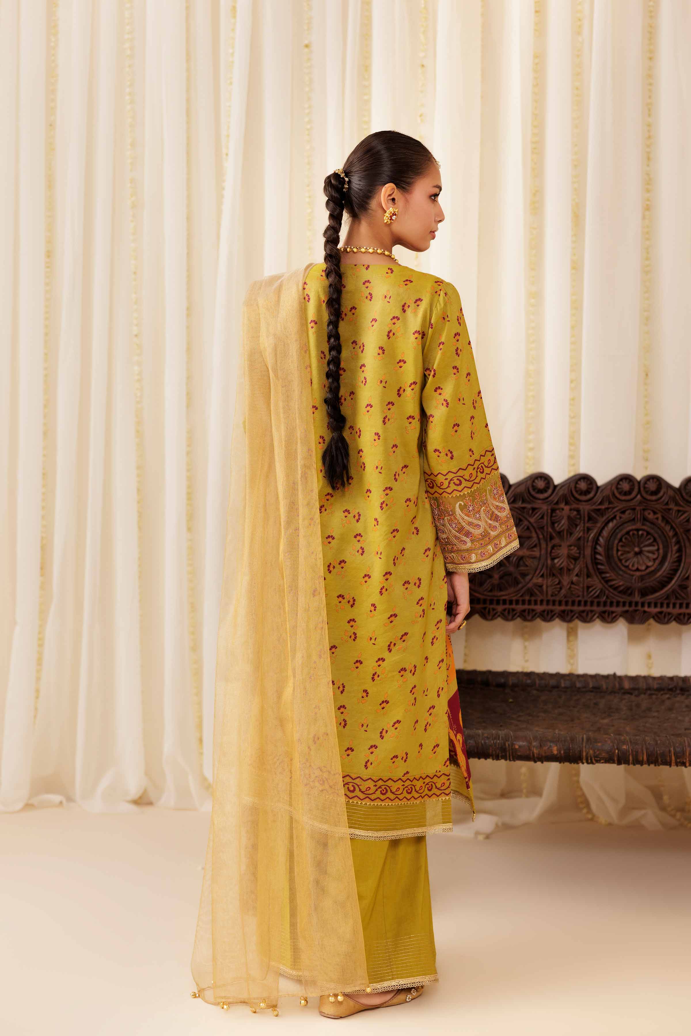 3 Piece - Printed Embroidered Suit - PFE25-40