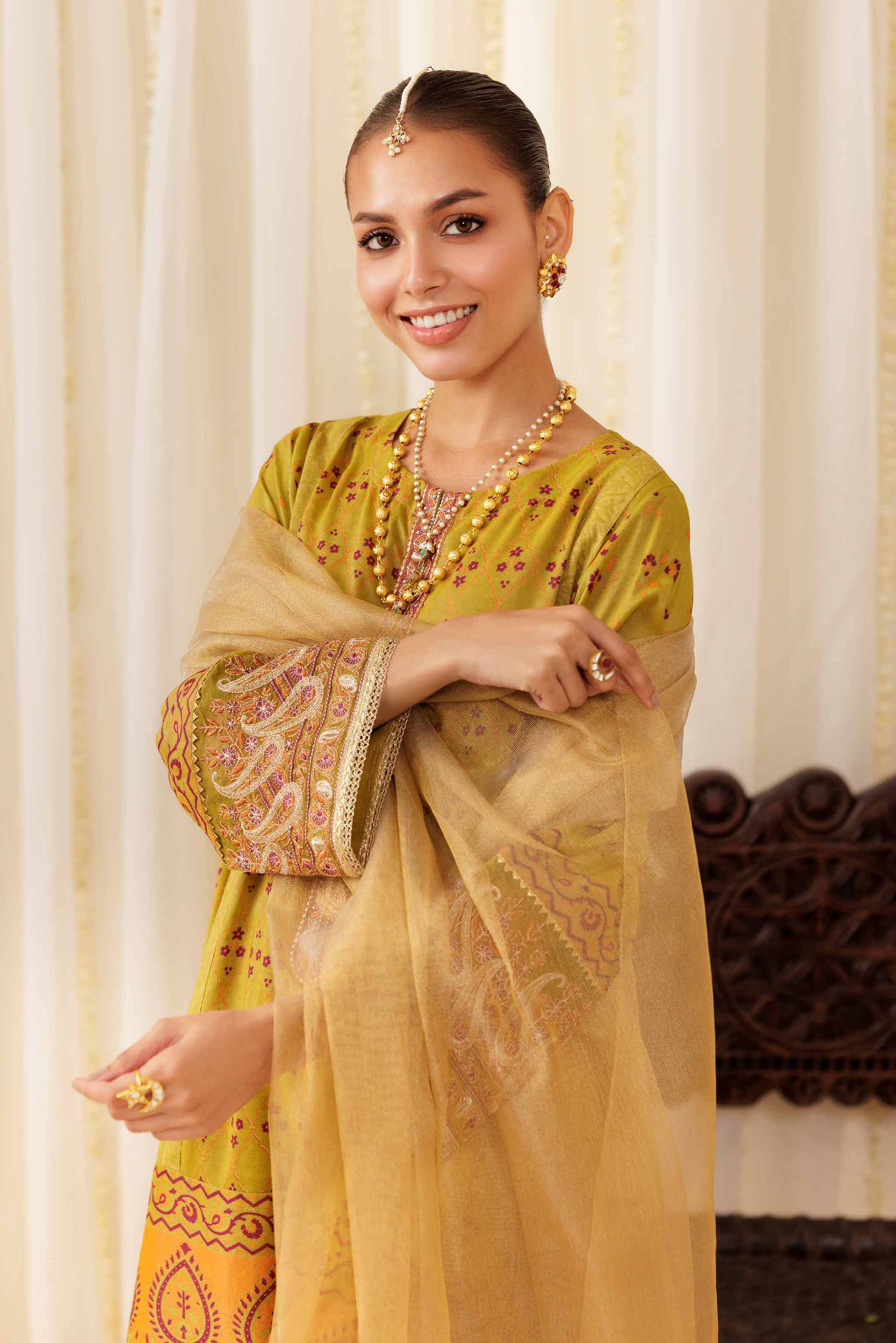 3 Piece - Printed Embroidered Suit - PFE25-40