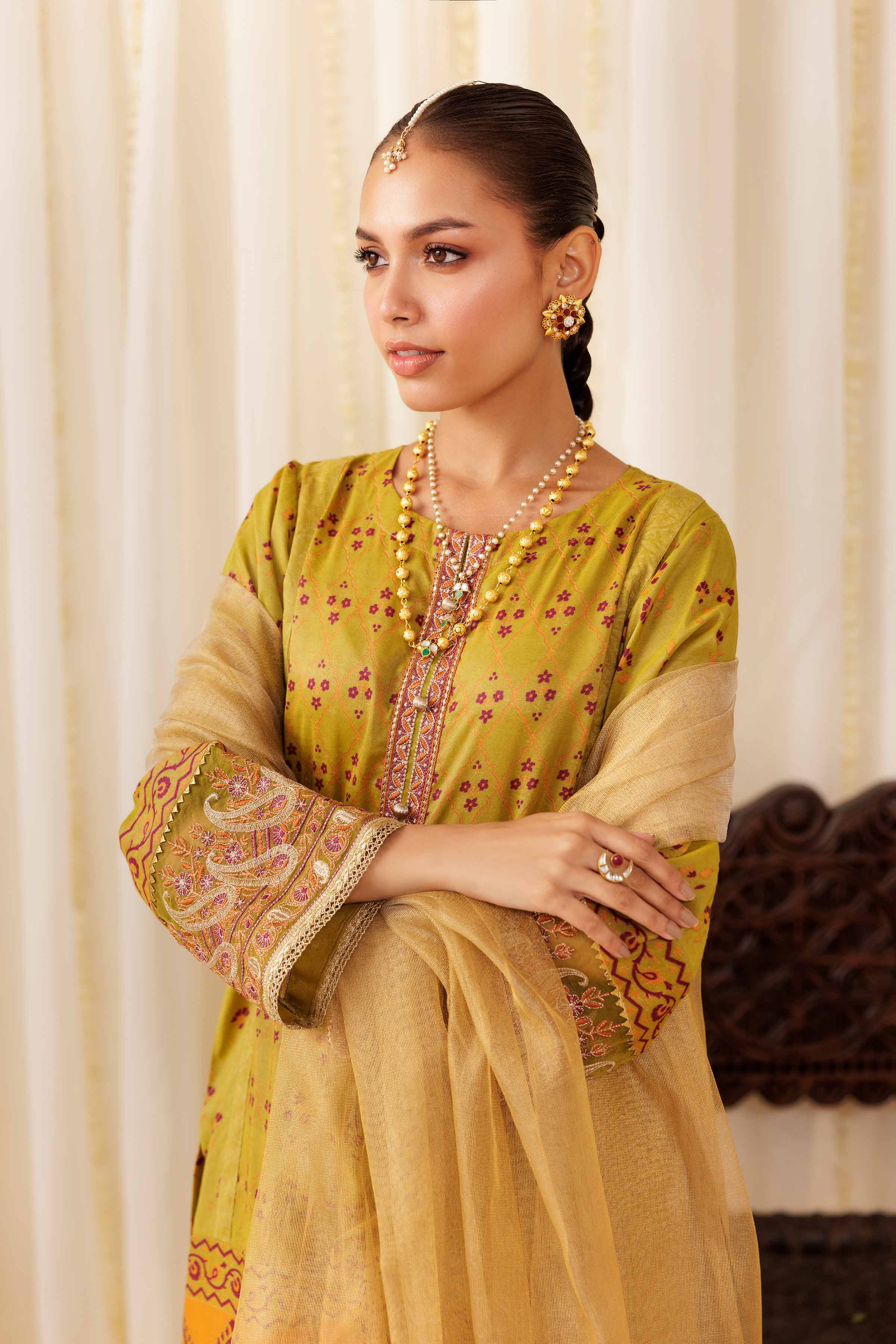 3 Piece - Printed Embroidered Suit - PFE25-40