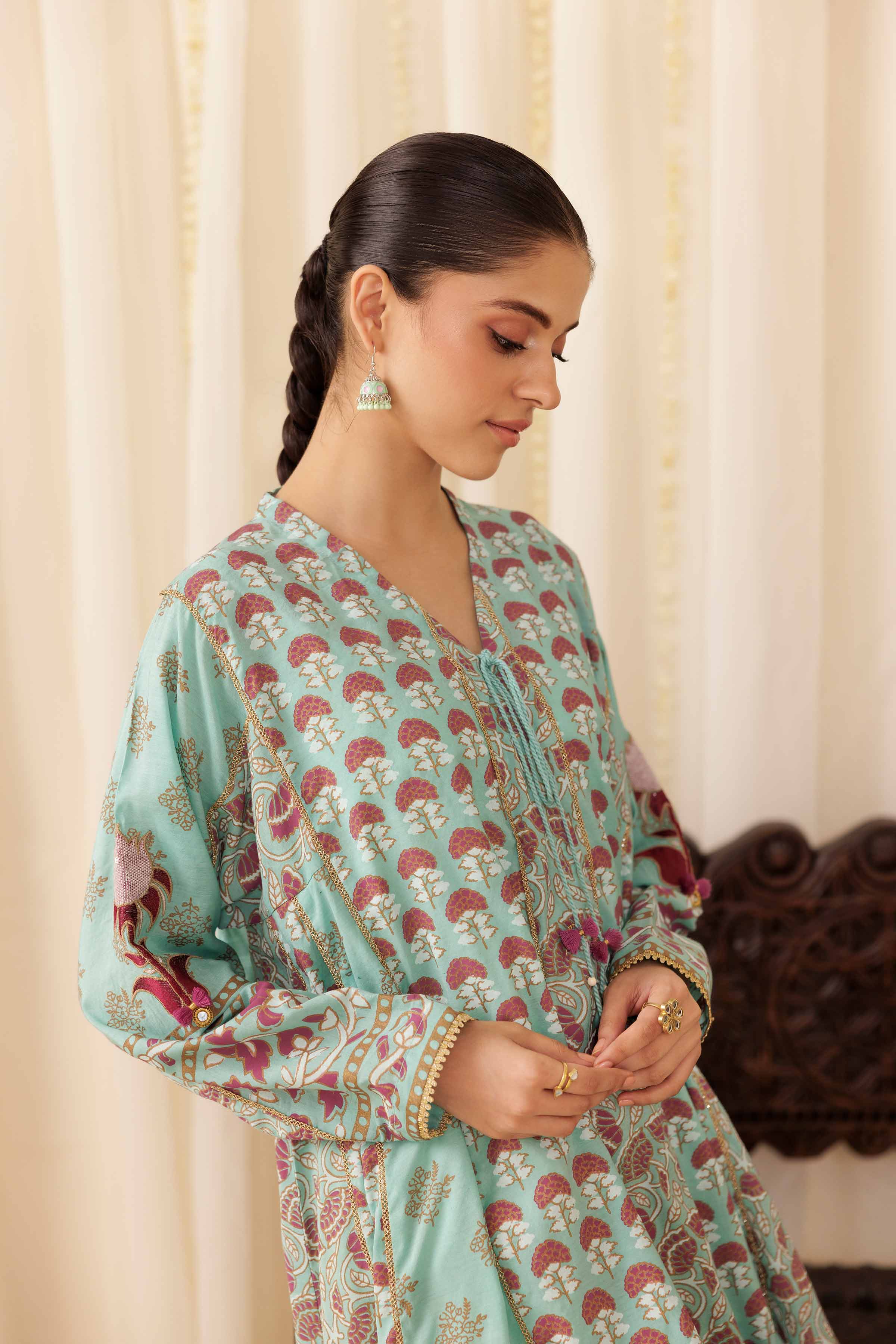 2 Piece - Printed Embroidered Suit - PFE25-47