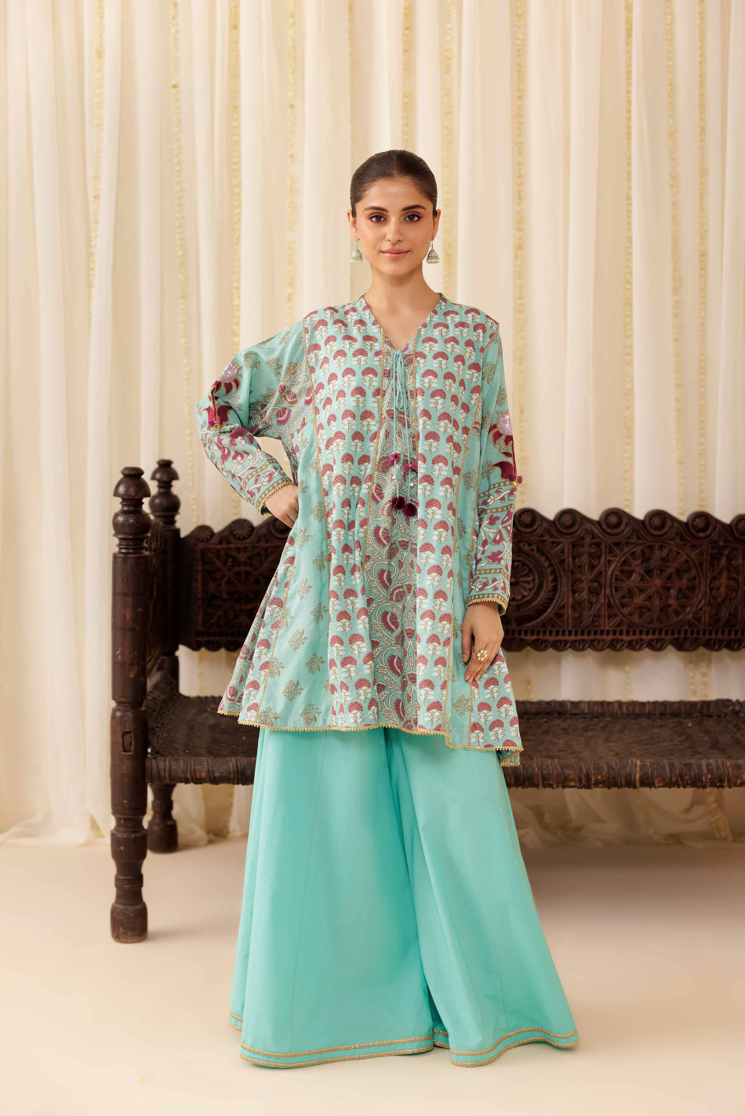 2 Piece - Printed Embroidered Suit - PFE25-47