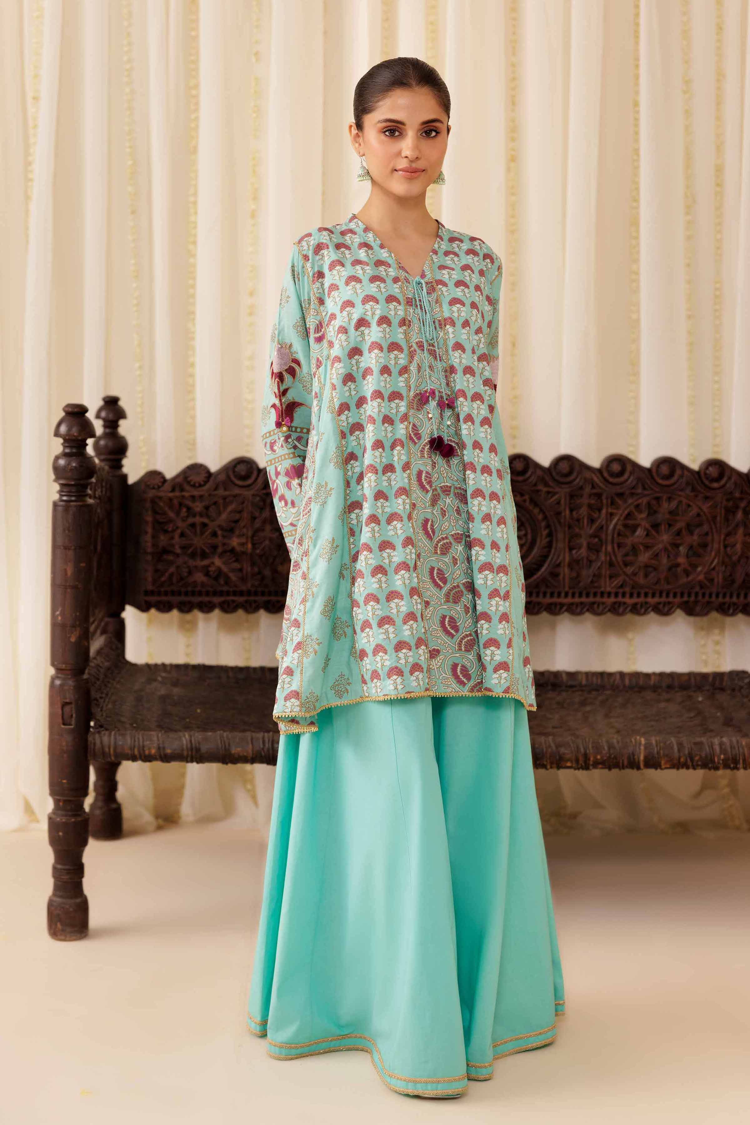 2 Piece - Printed Embroidered Suit - PFE25-47