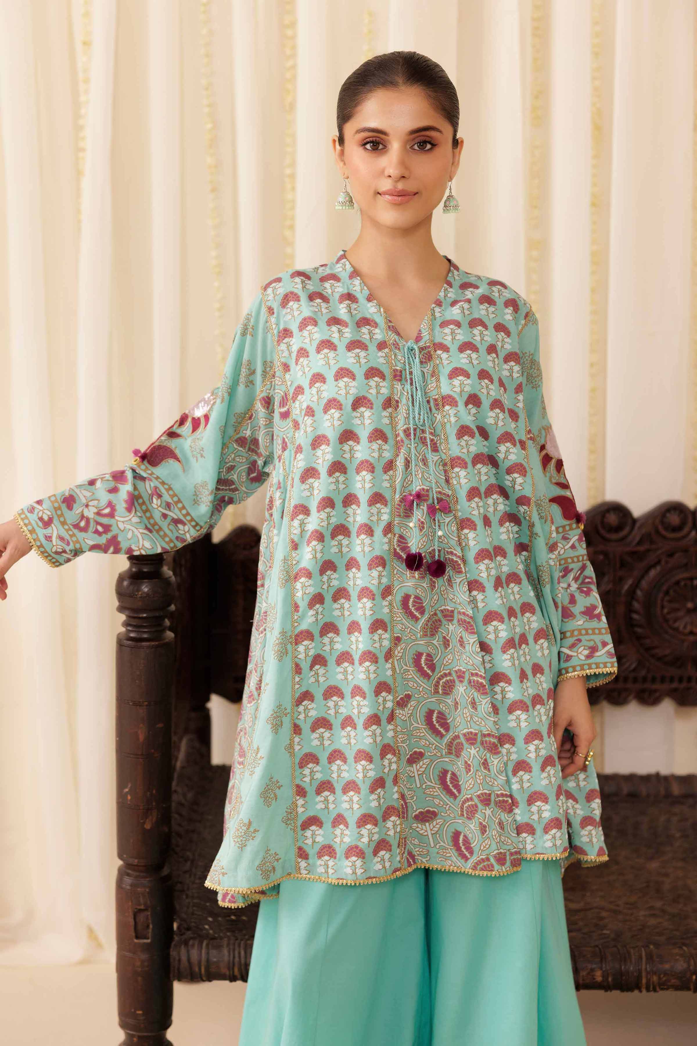 2 Piece - Printed Embroidered Suit - PFE25-47