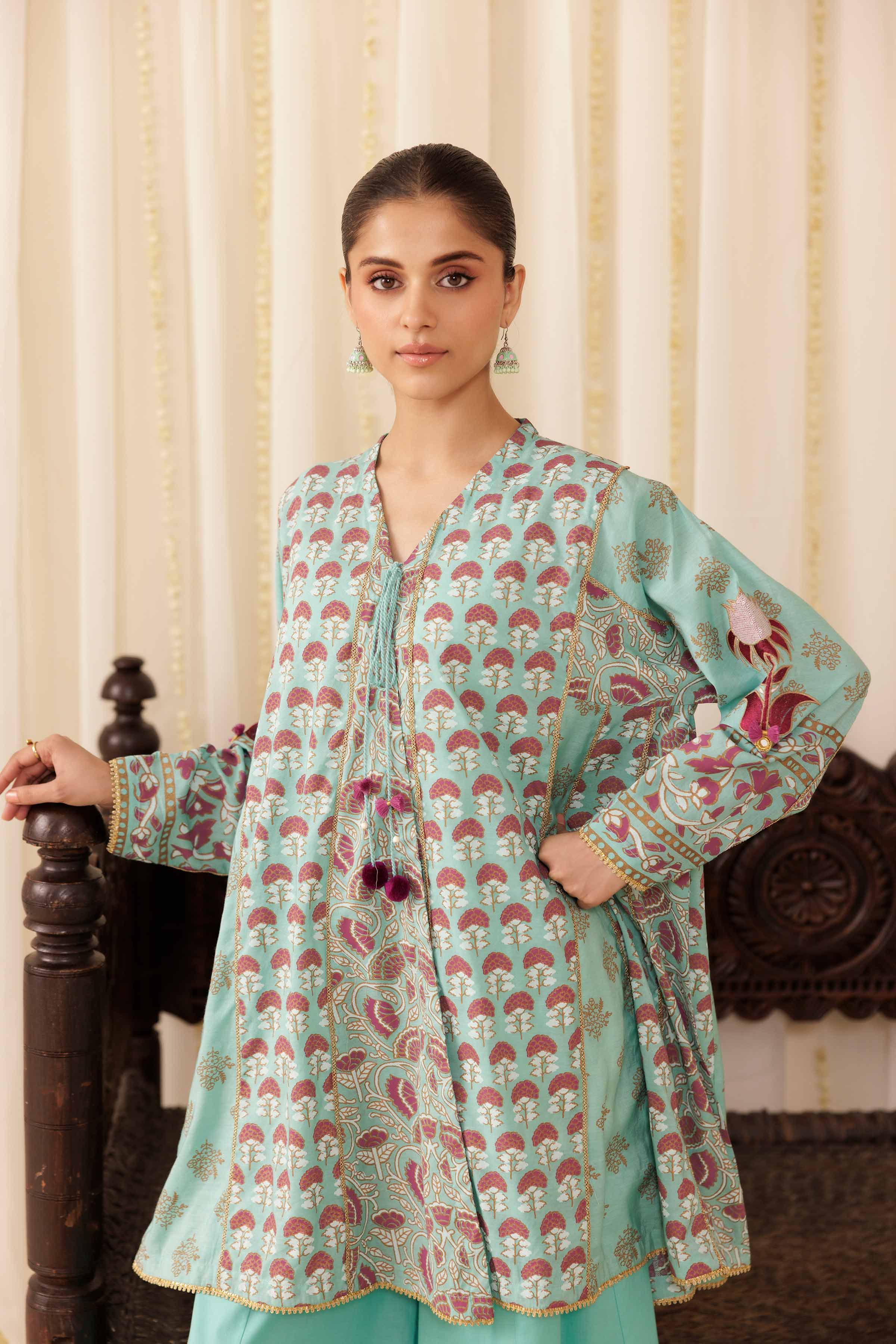 2 Piece - Printed Embroidered Suit - PFE25-47