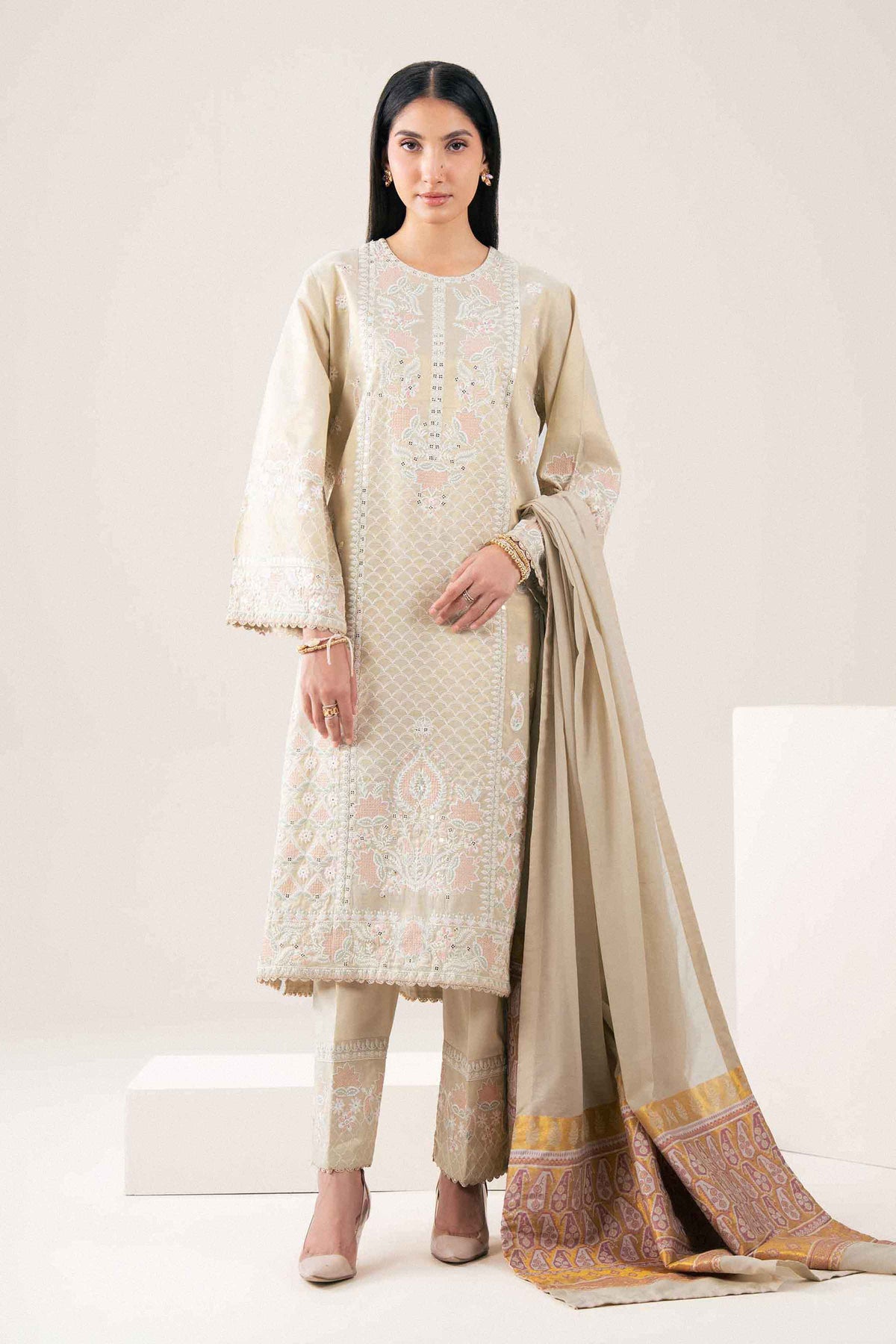 3 PIECE - EMBROIDERED SUIT - PFE26-40