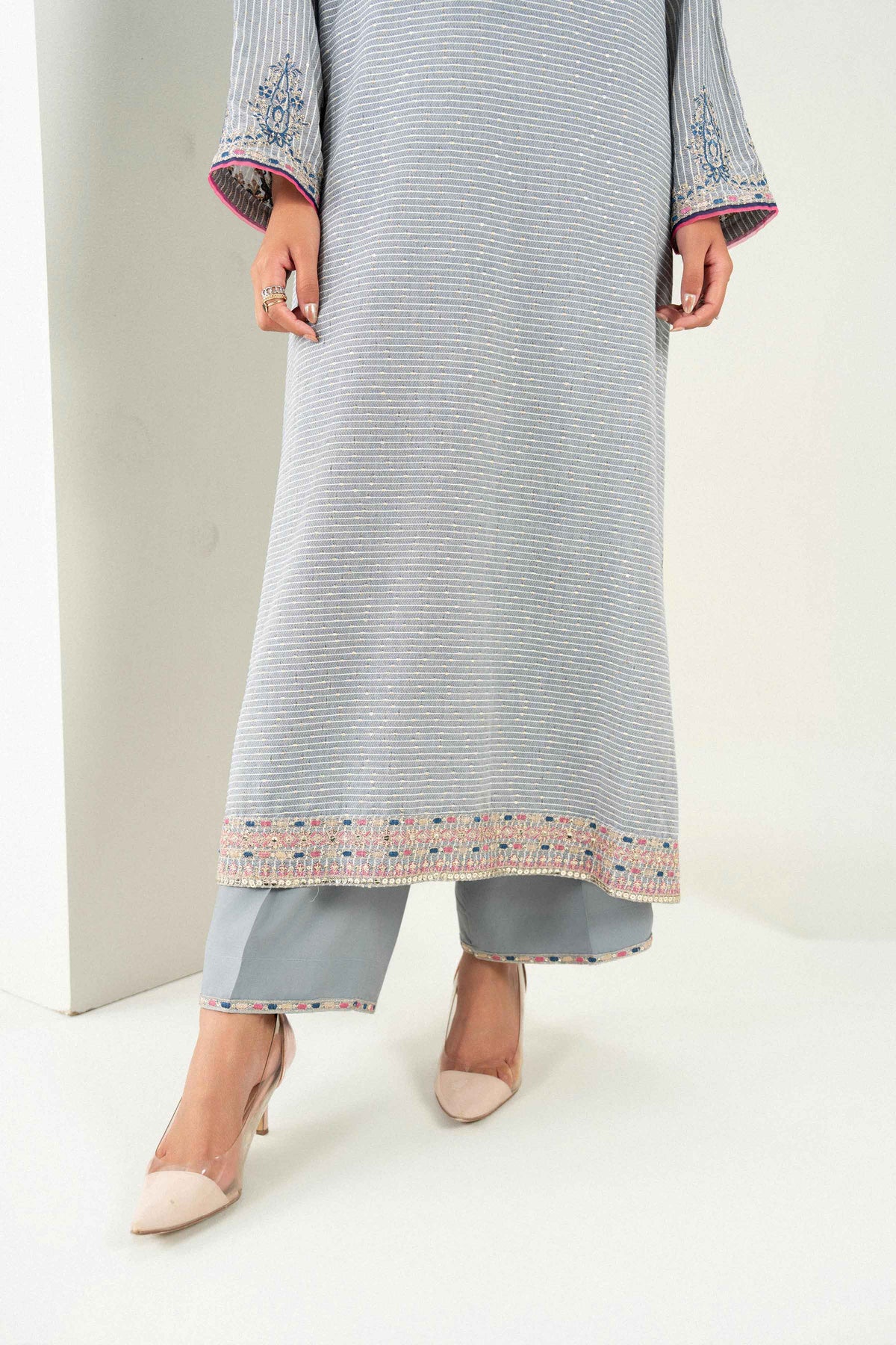 3 Piece - Printed Embroidered Suit - PFE26-46