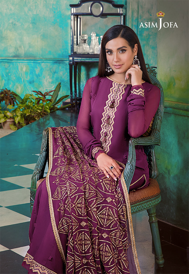 AJIM-19 EMBROIDERED CHIFFON 3 PCS