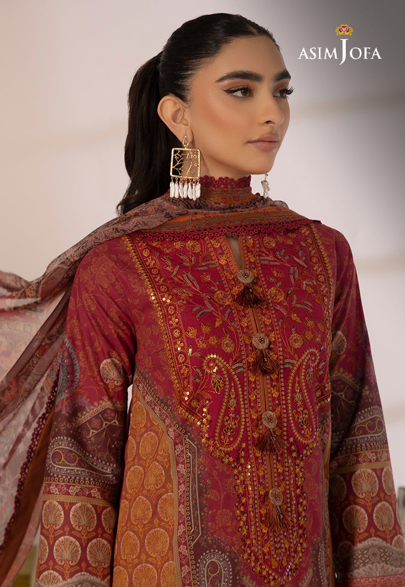 AJBPD-15 Designers Stitched EMBROIDERED CAMBRIC 3 PCS