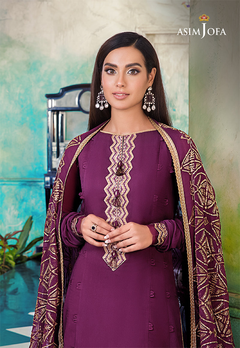 AJIM-19 EMBROIDERED CHIFFON 3 PCS