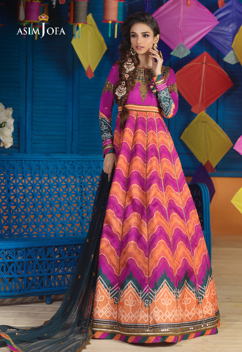 AJFCD-58 EMBROIDERED TUSSUR SILK Stitched 3 PCS