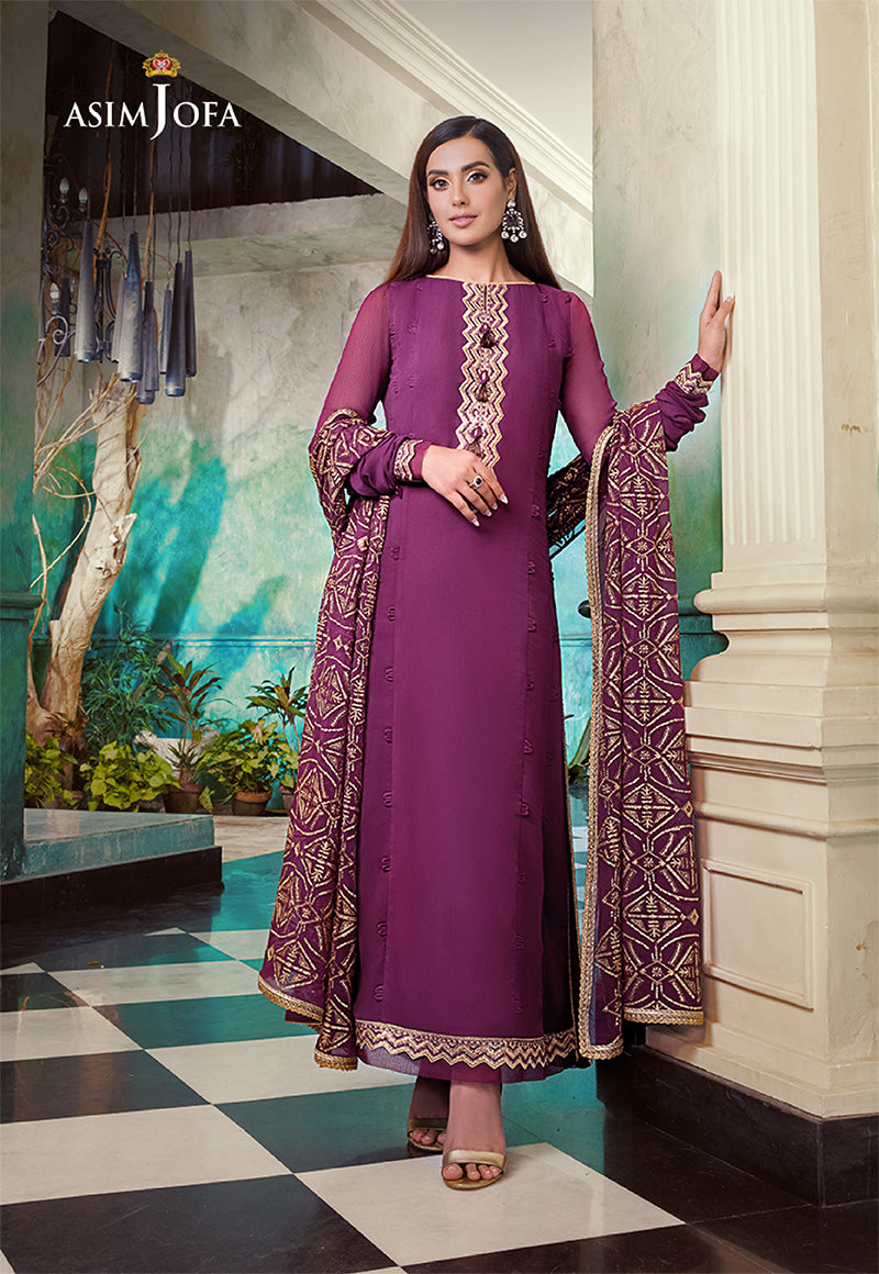 AJIM-19 EMBROIDERED CHIFFON 3 PCS