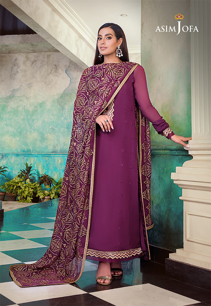 AJIM-19 EMBROIDERED CHIFFON 3 PCS