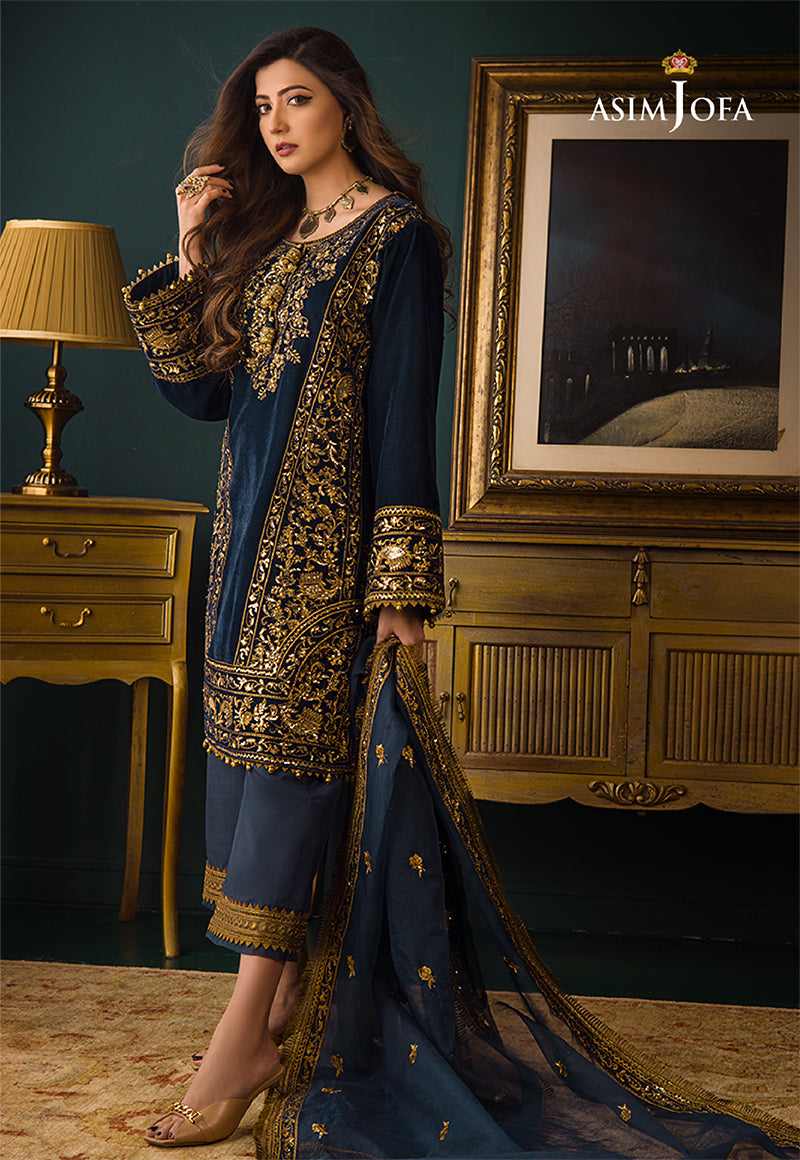 AJMR-09 EMBROIDERED VELVET 3 PCS
