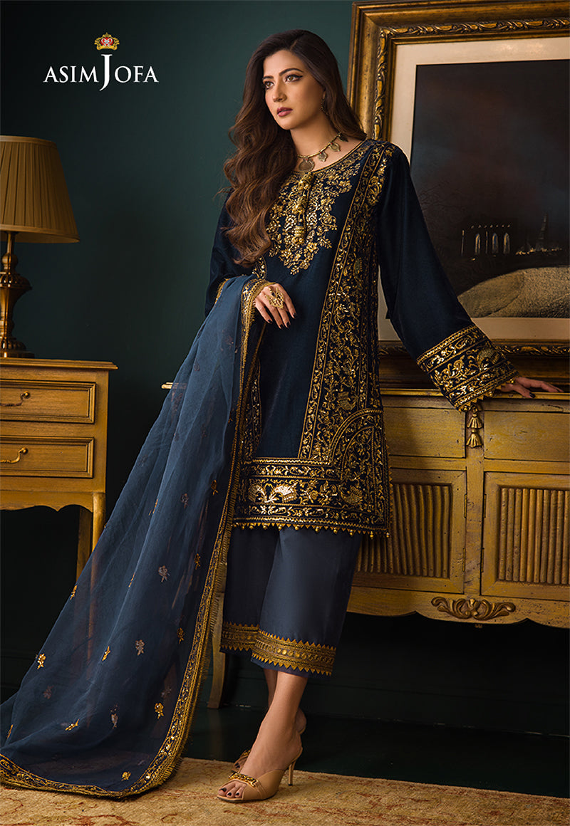 AJMR-09 EMBROIDERED VELVET 3 PCS