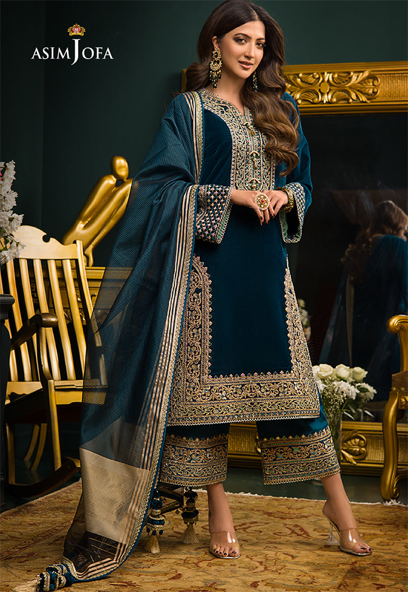 AJMR-01 EMBROIDERED VELVET 3 PCS