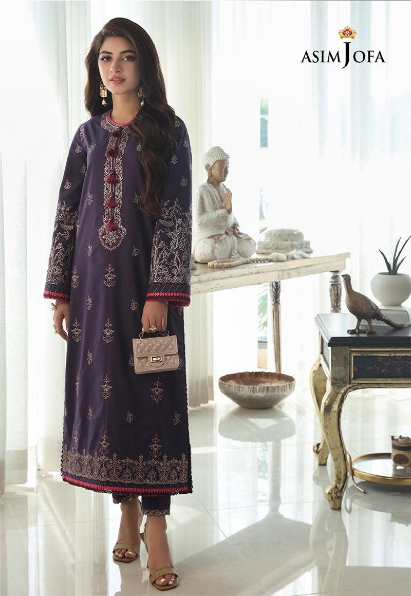 AJAID-19 EMBROIDERED SLUB LAWN Stitched 1 PC